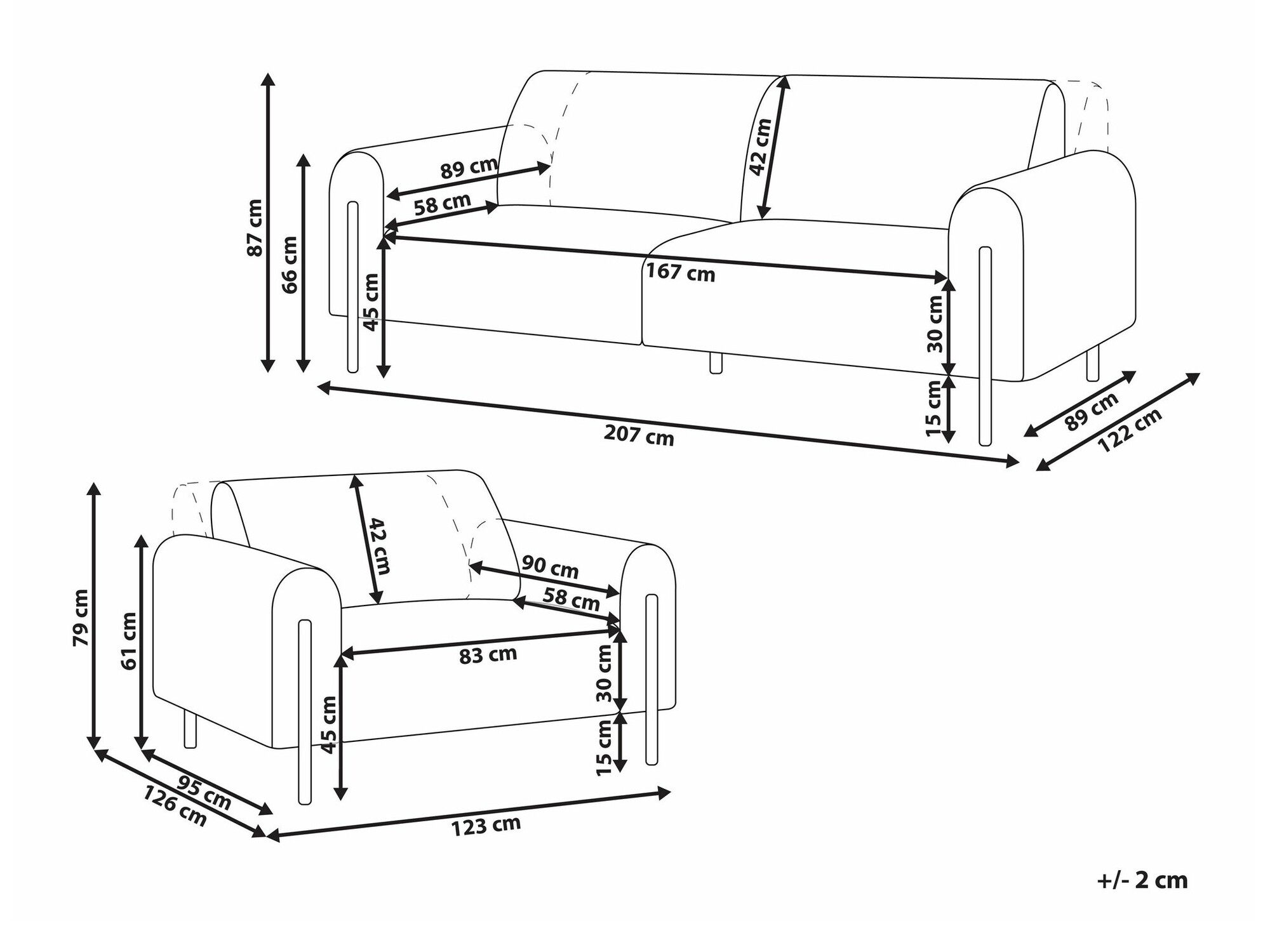Tapecirani namještaj Berwyn 2073 (Bijela)