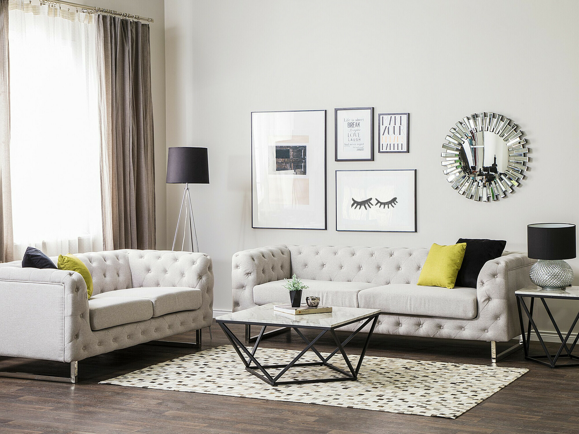 Chesterfield set tapeciranog namještaja Berwyn 2095 (Bež)