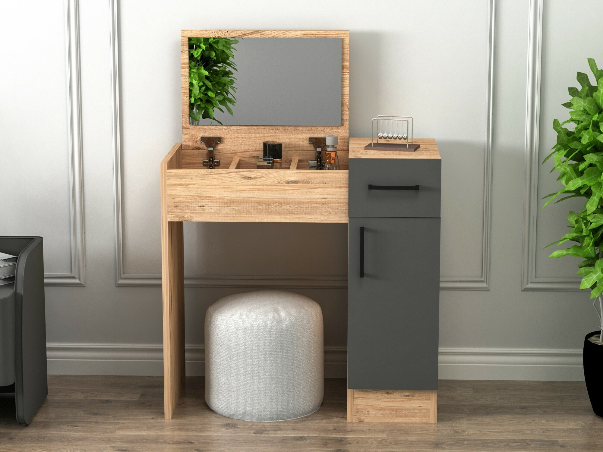 Toaletni stolić Kailua 2162 (Antracit + Bor)