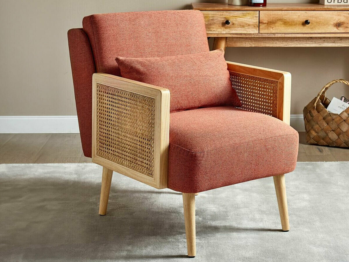 Fotelja Berwyn 2026 (Narančasta + Svijetlo drvo)