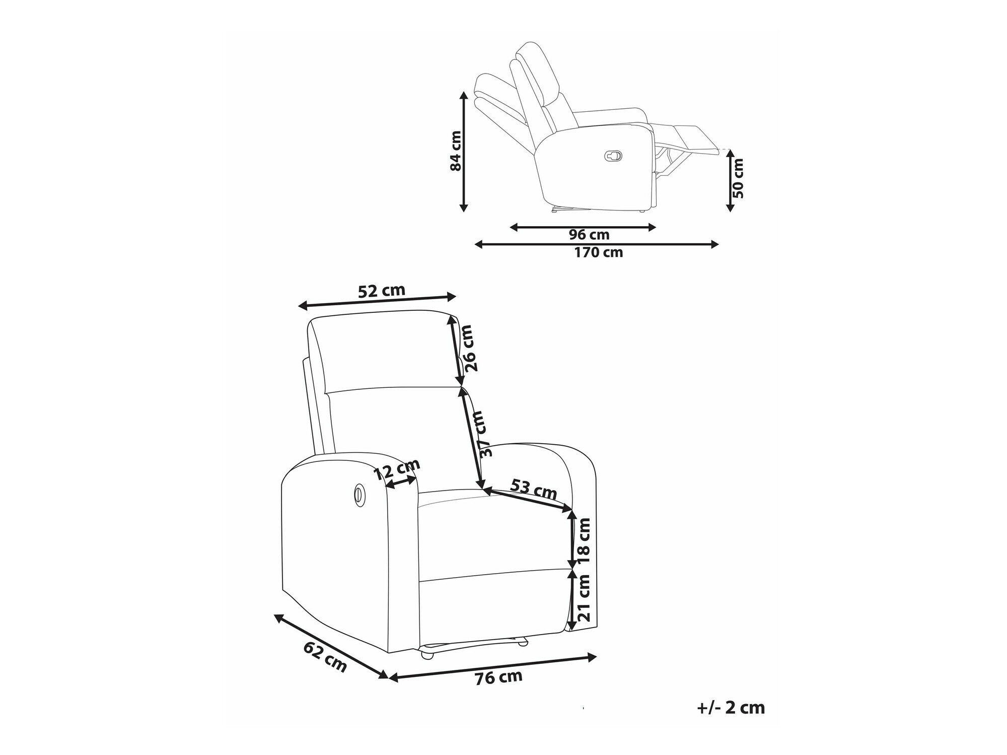 Podesiva fotelja Berwyn 2105 (Krem)