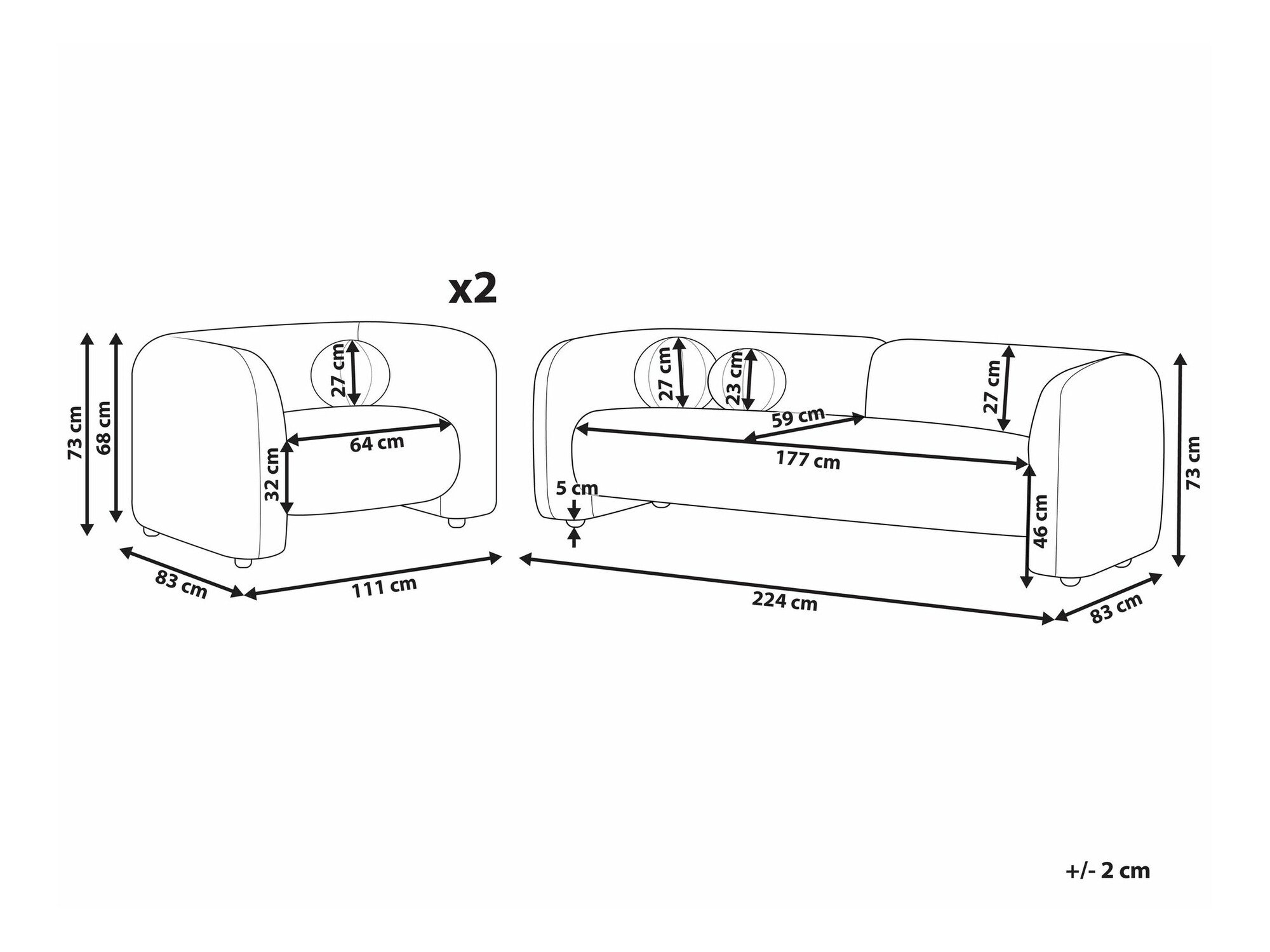 Tapecirani namještaj Veselme 106 (Svijetlo siva)