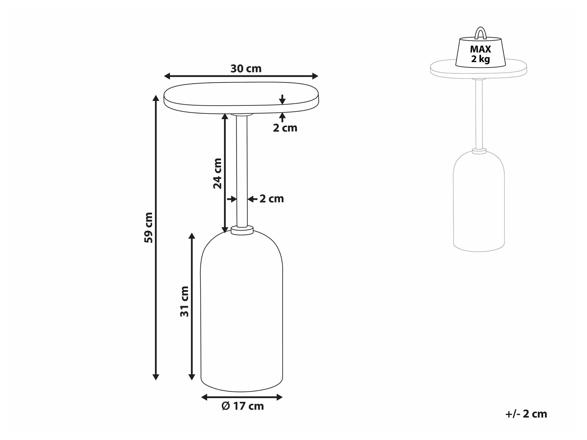Pomoćni stolić Berwyn 2127 (Bijela + Svijetlo drvo)