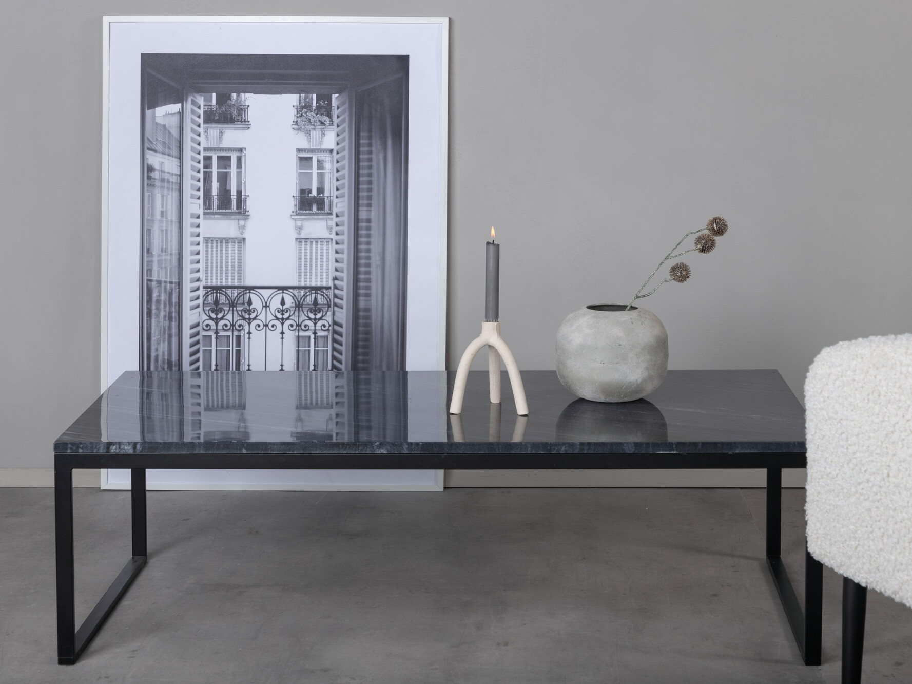 Stolić za kavu Dallas 179 (Sivi mramor + Crna)