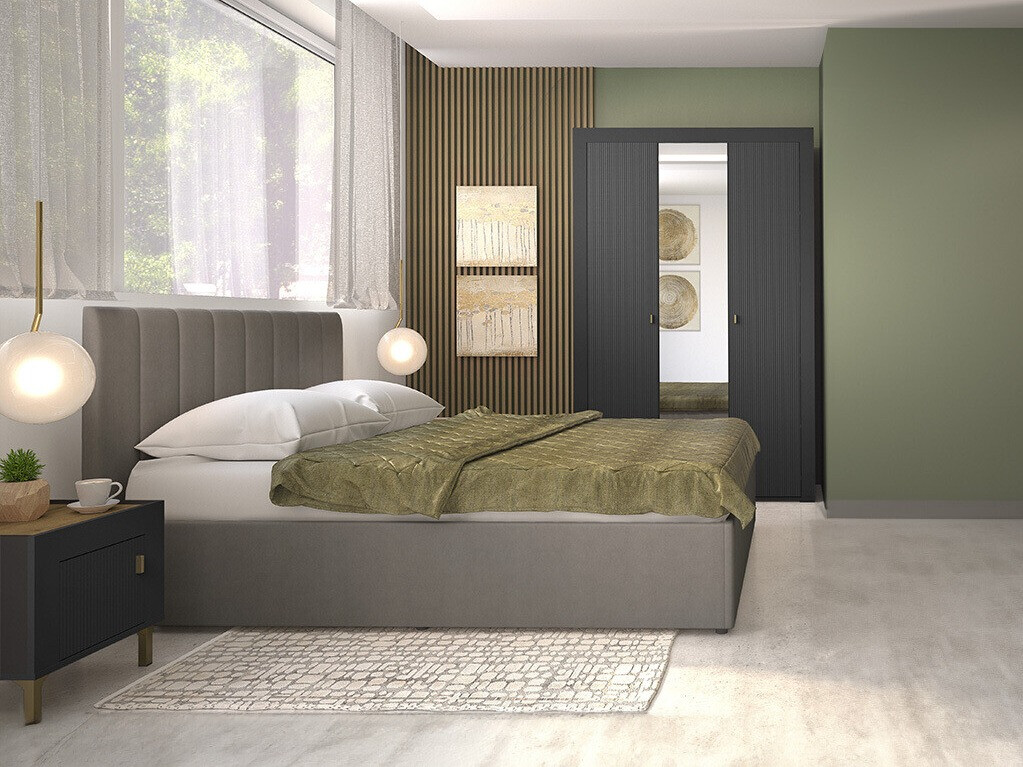 Set za spavaću sobu Mormavu 113 (Mat crna)