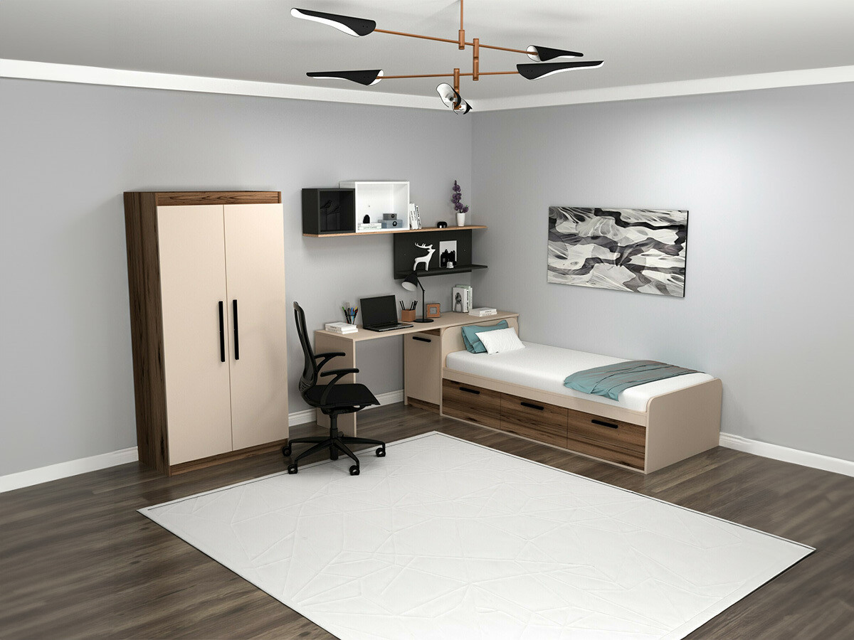 Zidna polica Kailua 2184 (Bijela + Antracit + Bor)