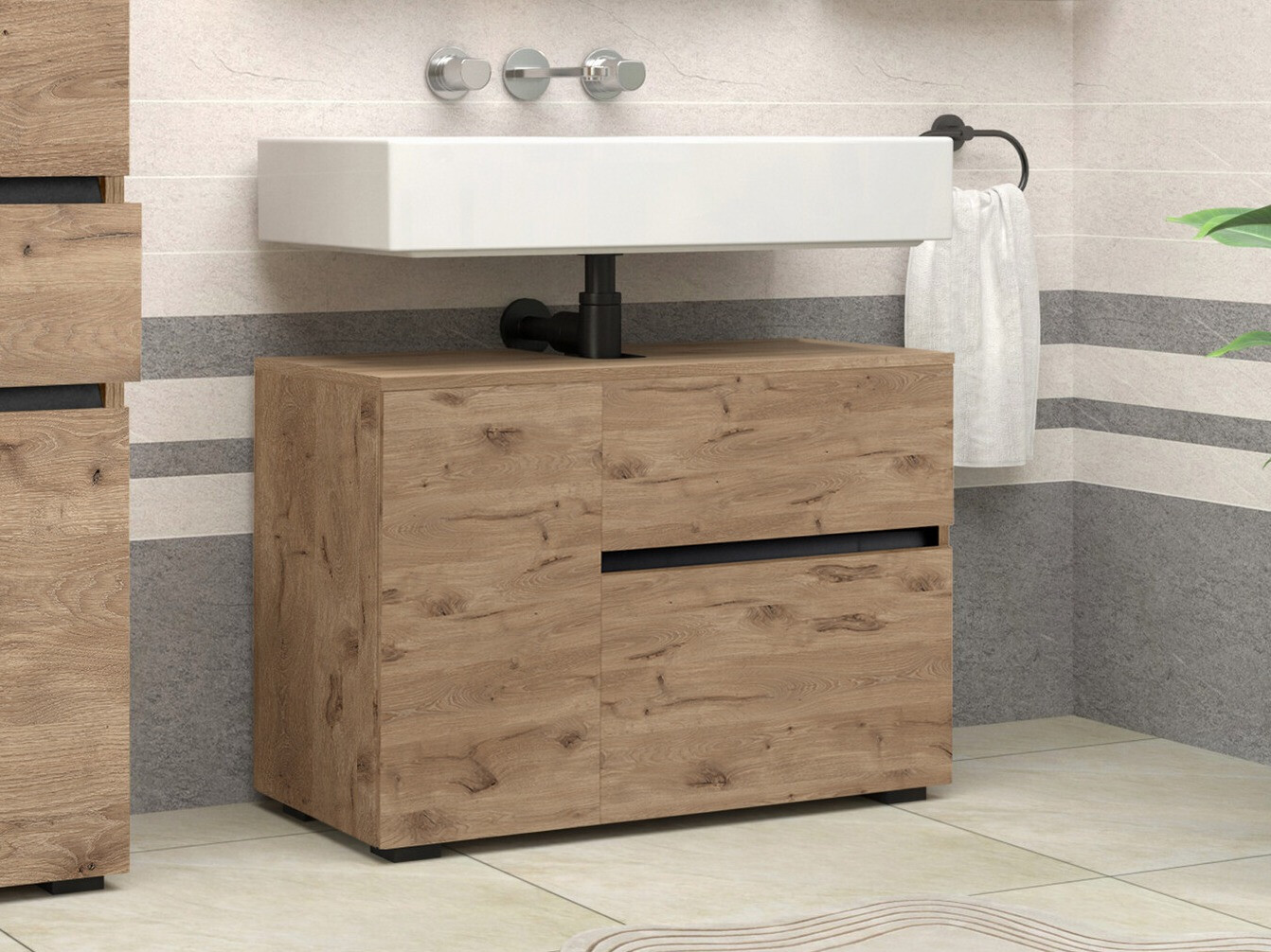 Zidni ormarić za umivaonik Soncamu 107 (Hrast)