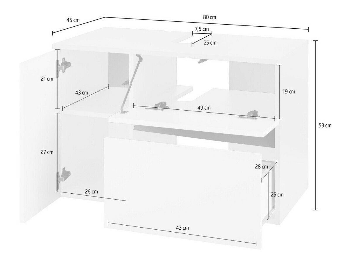 Zidni ormarić za umivaonik Soncamu 107 (Hrast)