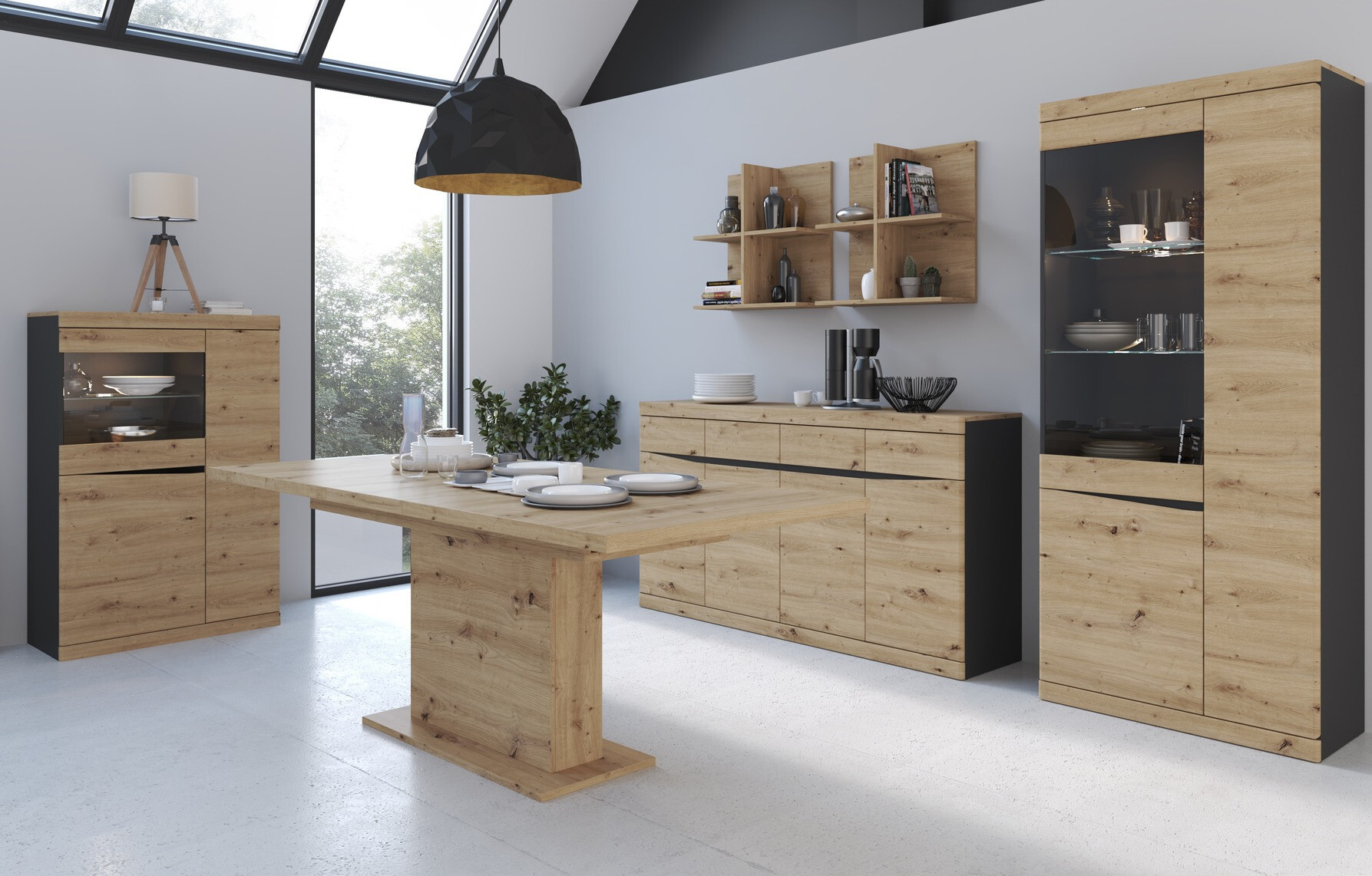 Komoda Venlori 124 (Antracit + Hrast Artisan)