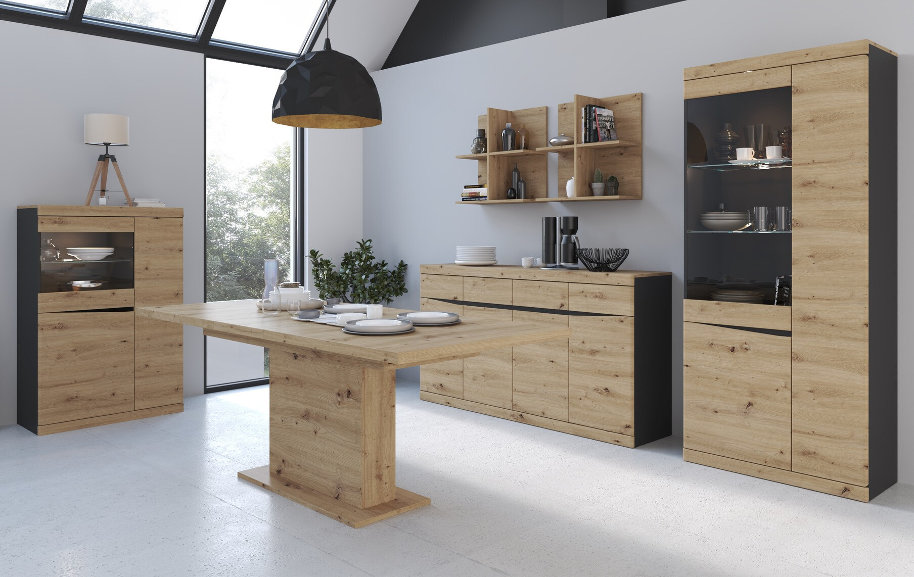 Polica Venlori 129 (Antracit + Hrast Artisan)