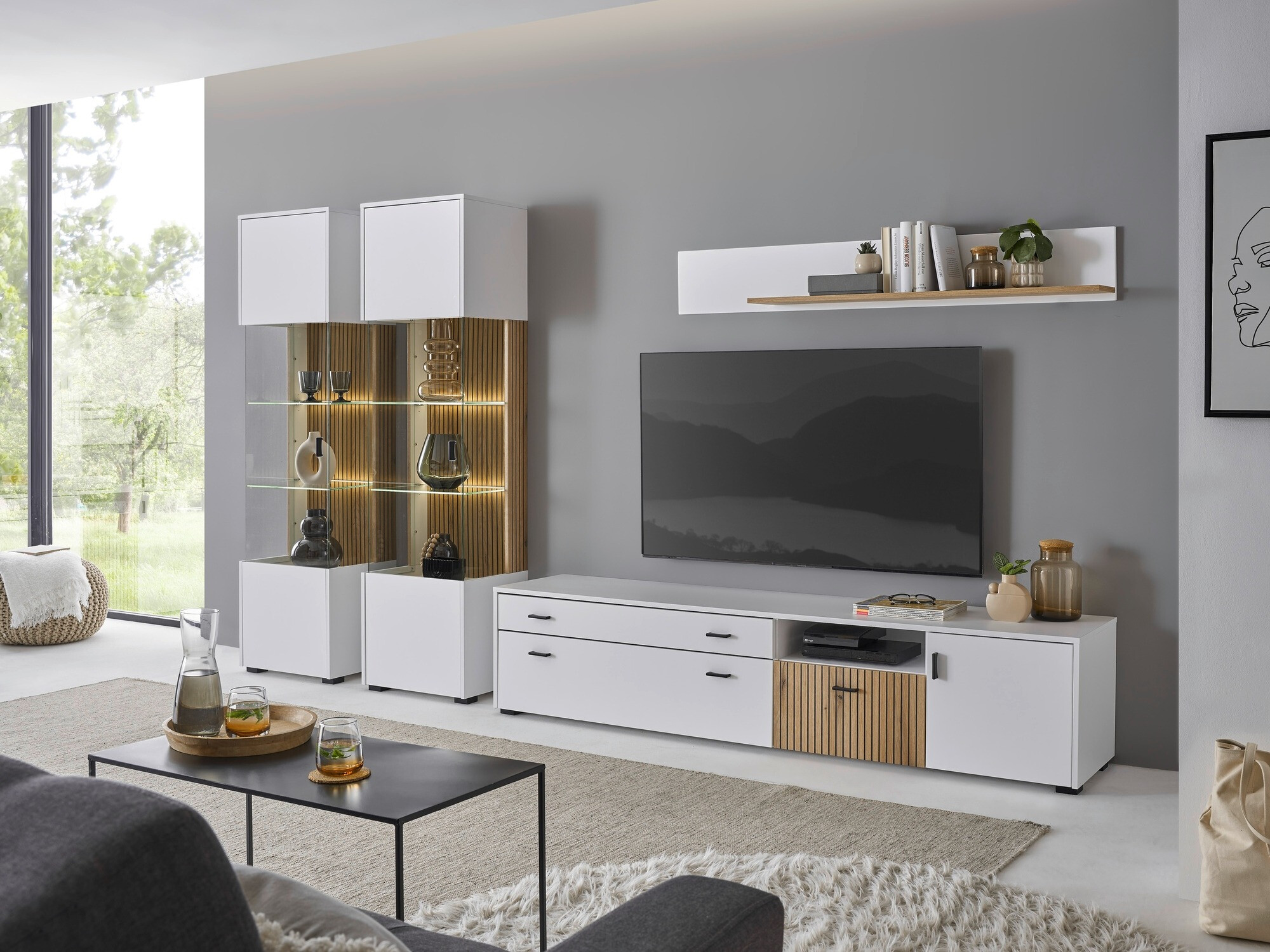 Set za dnevni boravak Belmelu 117 (Bijela + Hrast)