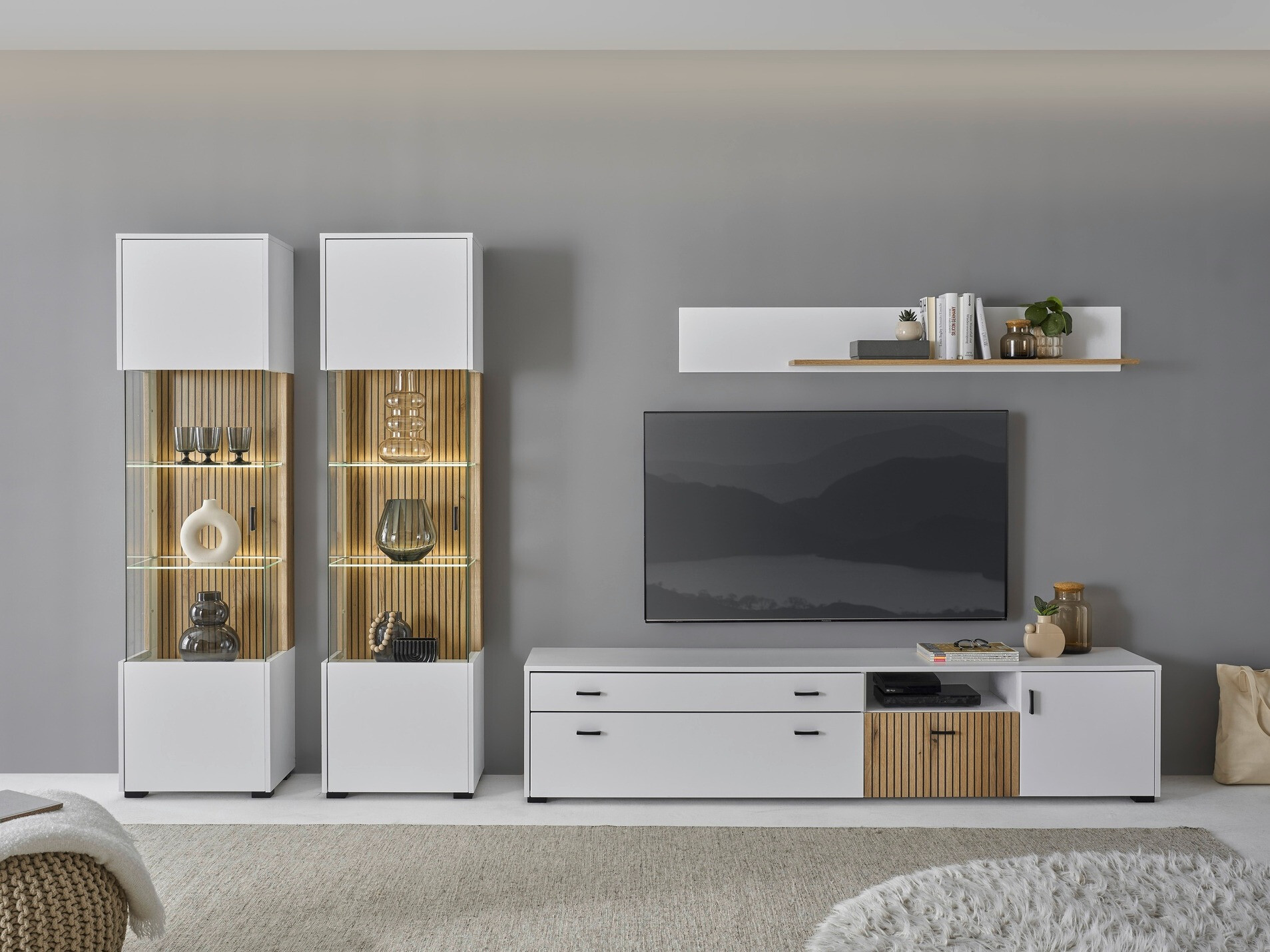 Set za dnevni boravak Belmelu 117 (Bijela + Hrast)