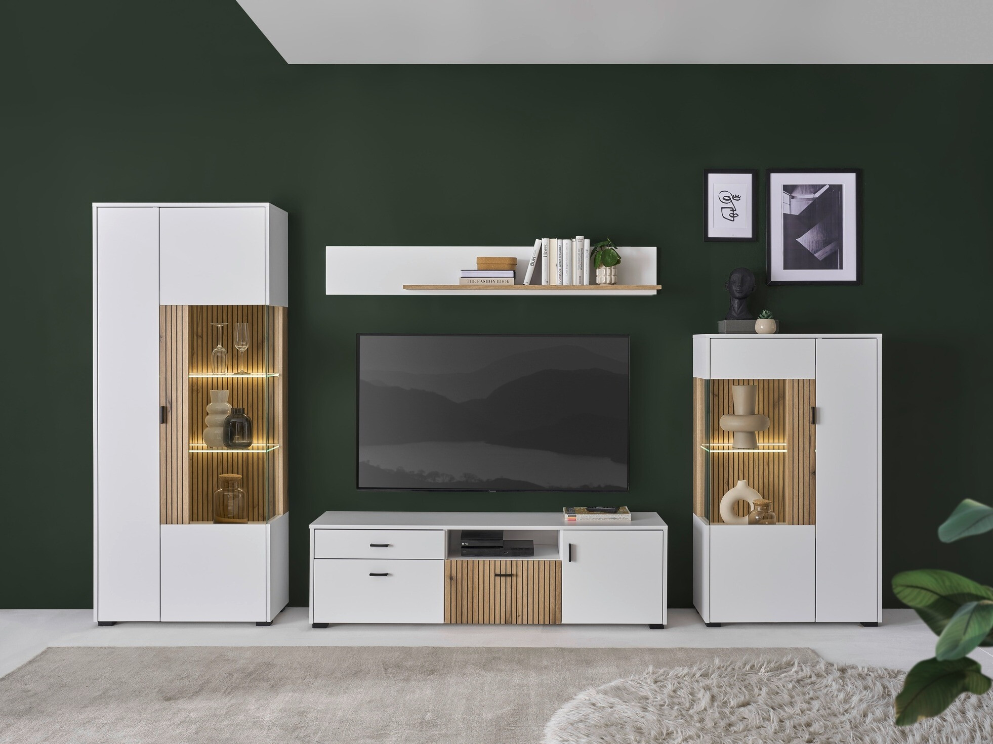 Set za dnevni boravak Belmelu 118 (Bijela + Hrast)