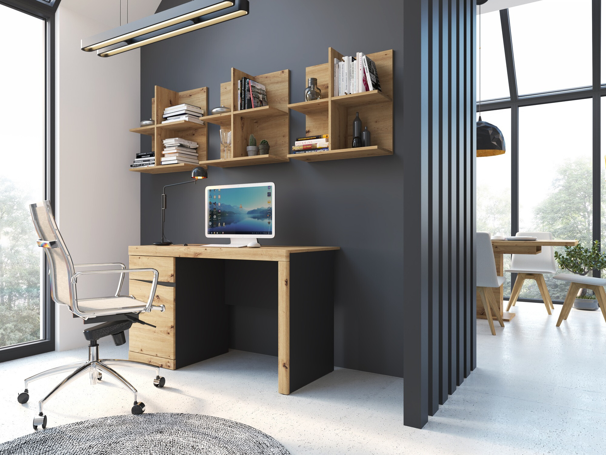 Uredski stol Venlori 120 (Antracit + Hrast Artisan)