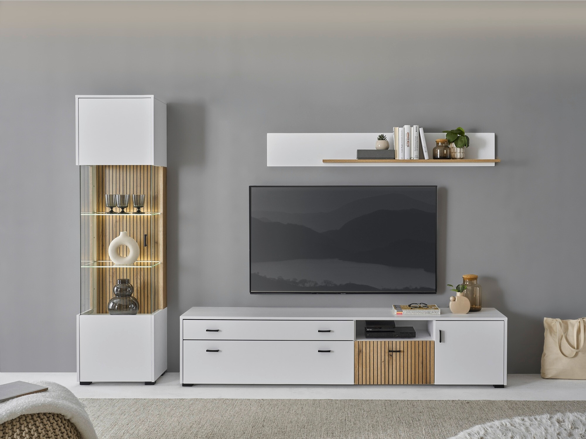 Set za dnevni boravak Belmelu 121 (Bijela + Hrast)