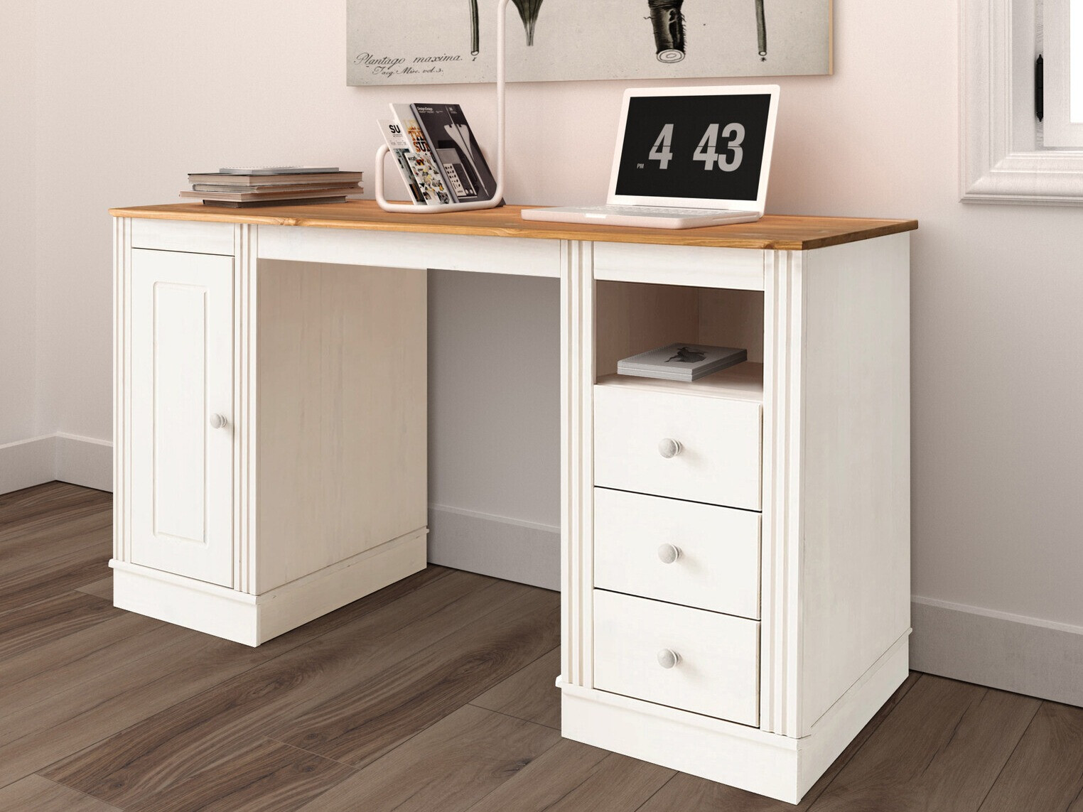 Uredski stol Saltoro 136 (Bijela + Medeni hrast)