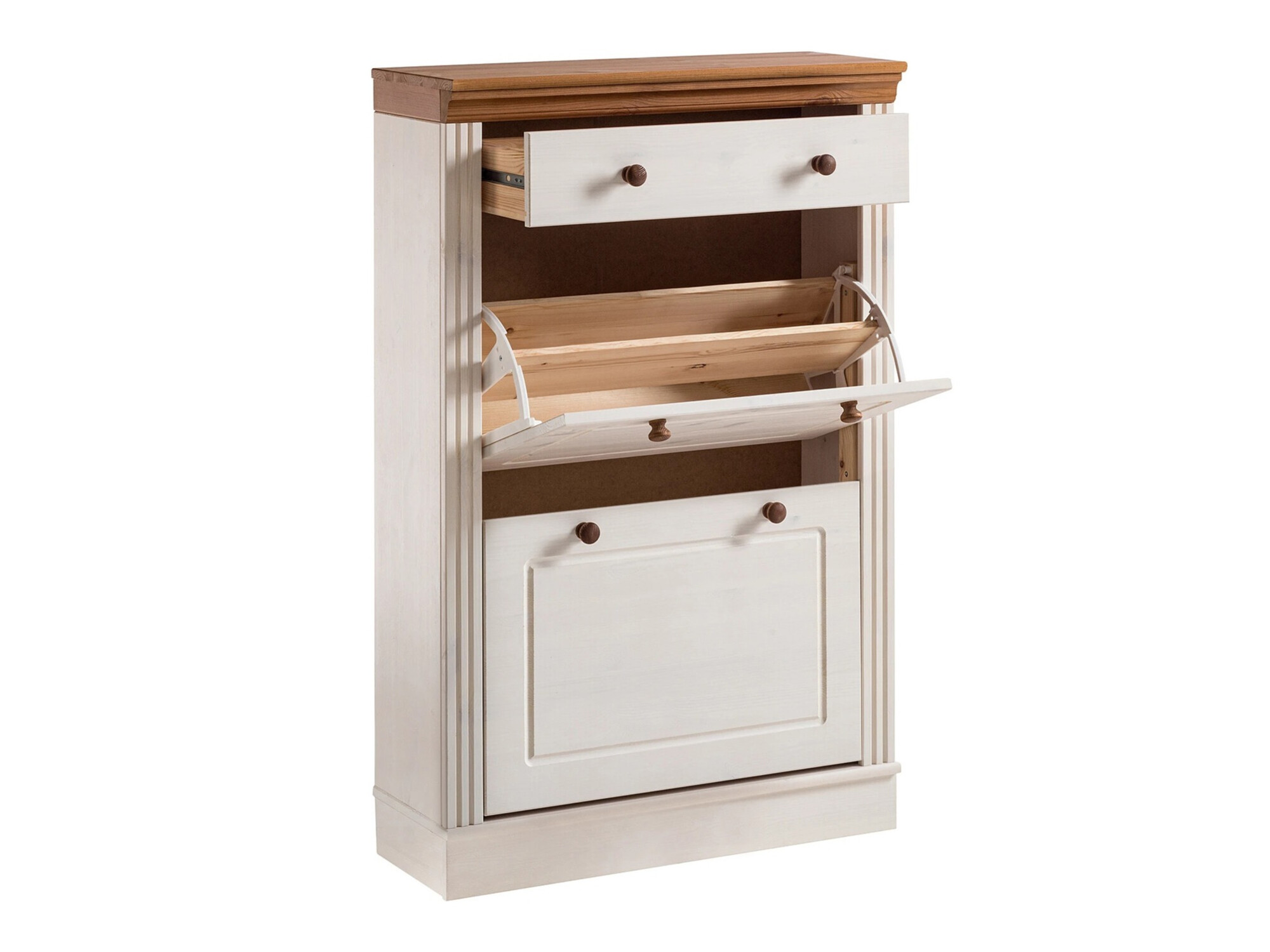 Ormarić za cipele Saltoro 132 (Bijela + Medeni hrast)