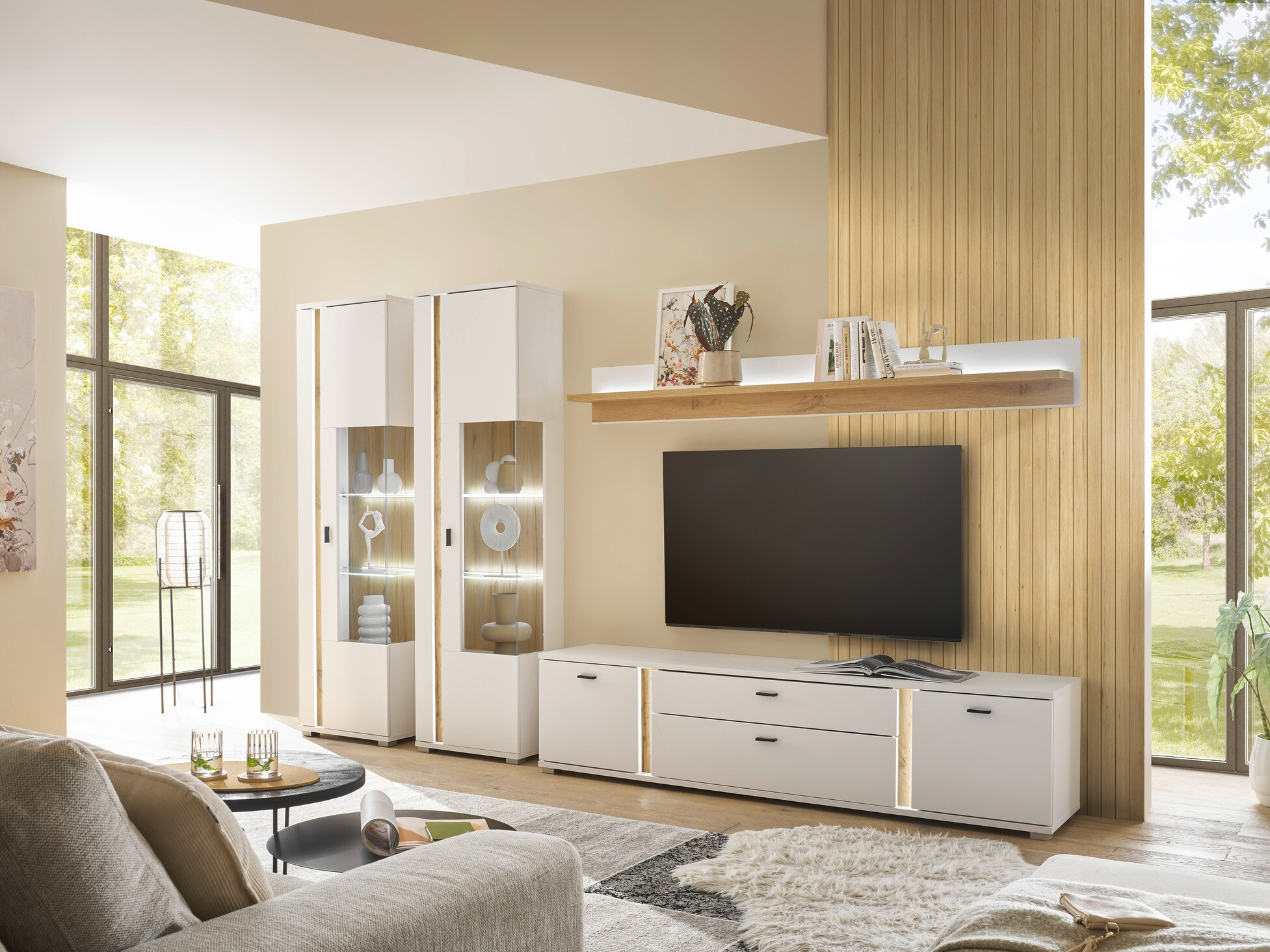 Set za dnevni boravak Avimavi 113 (Bijela + Hrast Wotan)