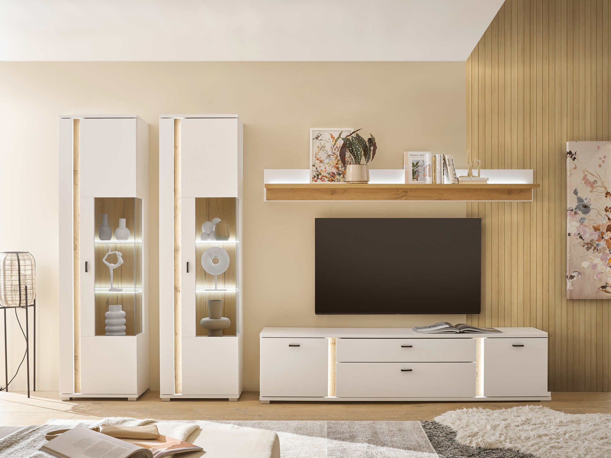 Set za dnevni boravak Avimavi 113 (Bijela + Hrast Wotan)