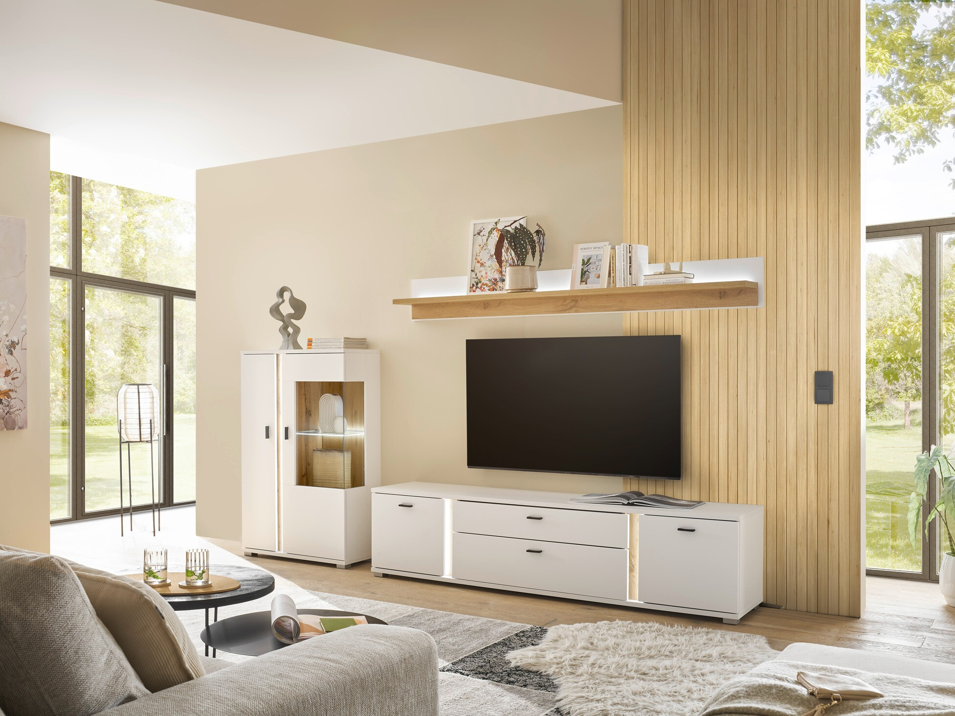 Set za dnevni boravak Avimavi 114 (Bijela + Hrast Wotan)