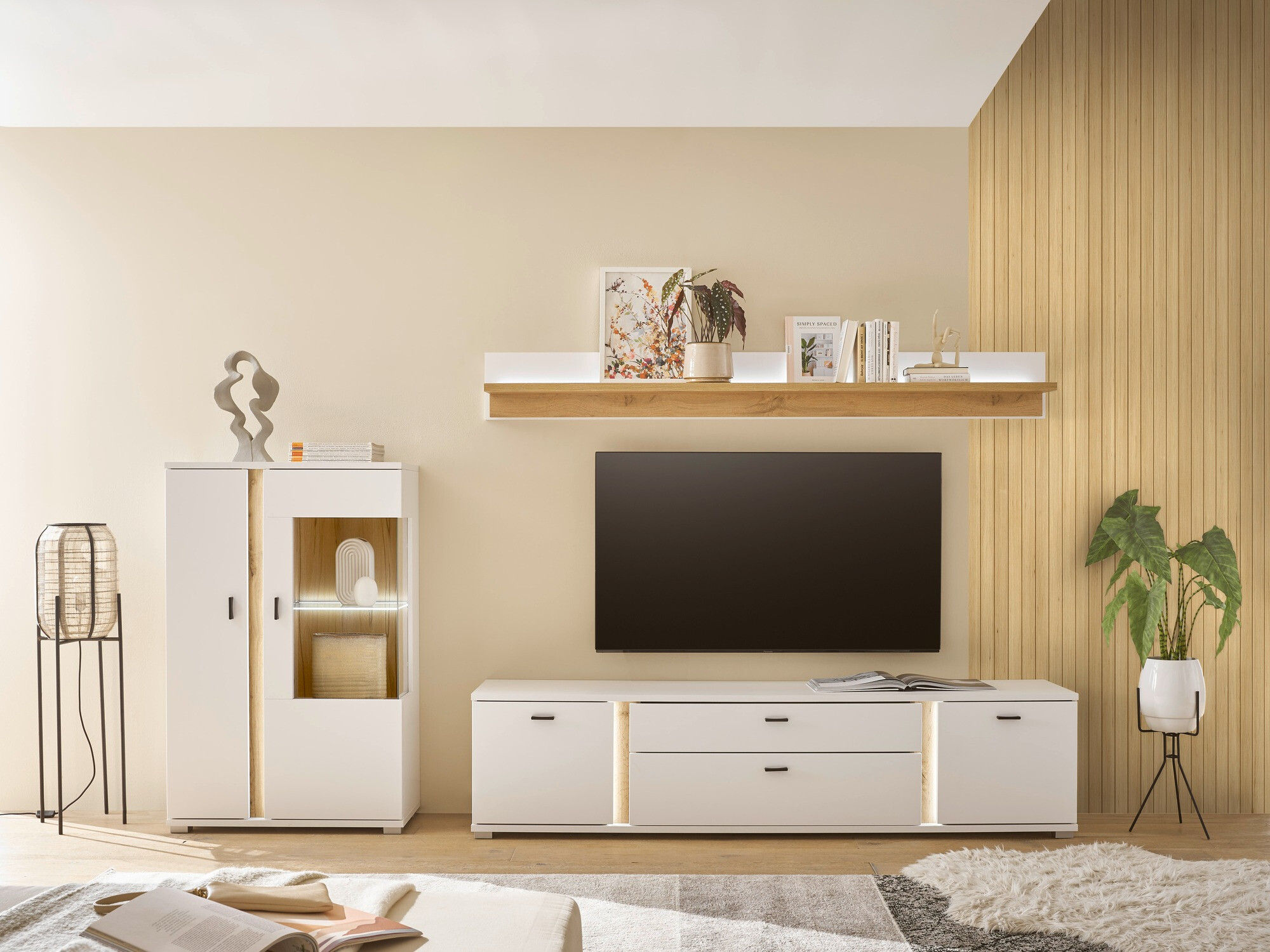 Set za dnevni boravak Avimavi 114 (Bijela + Hrast Wotan)