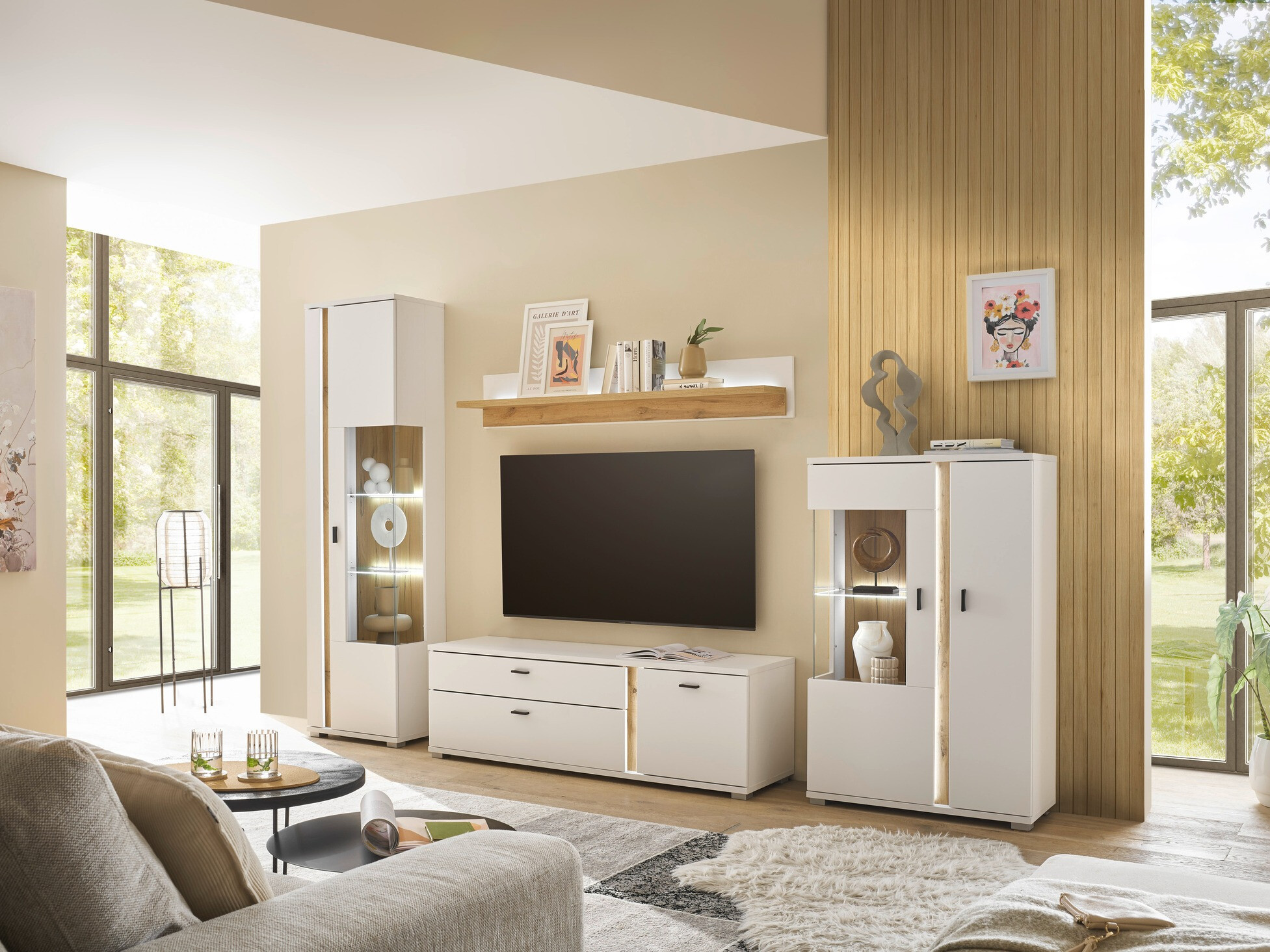 Set za dnevni boravak Avimavi 115 (Bijela + Hrast Wotan)