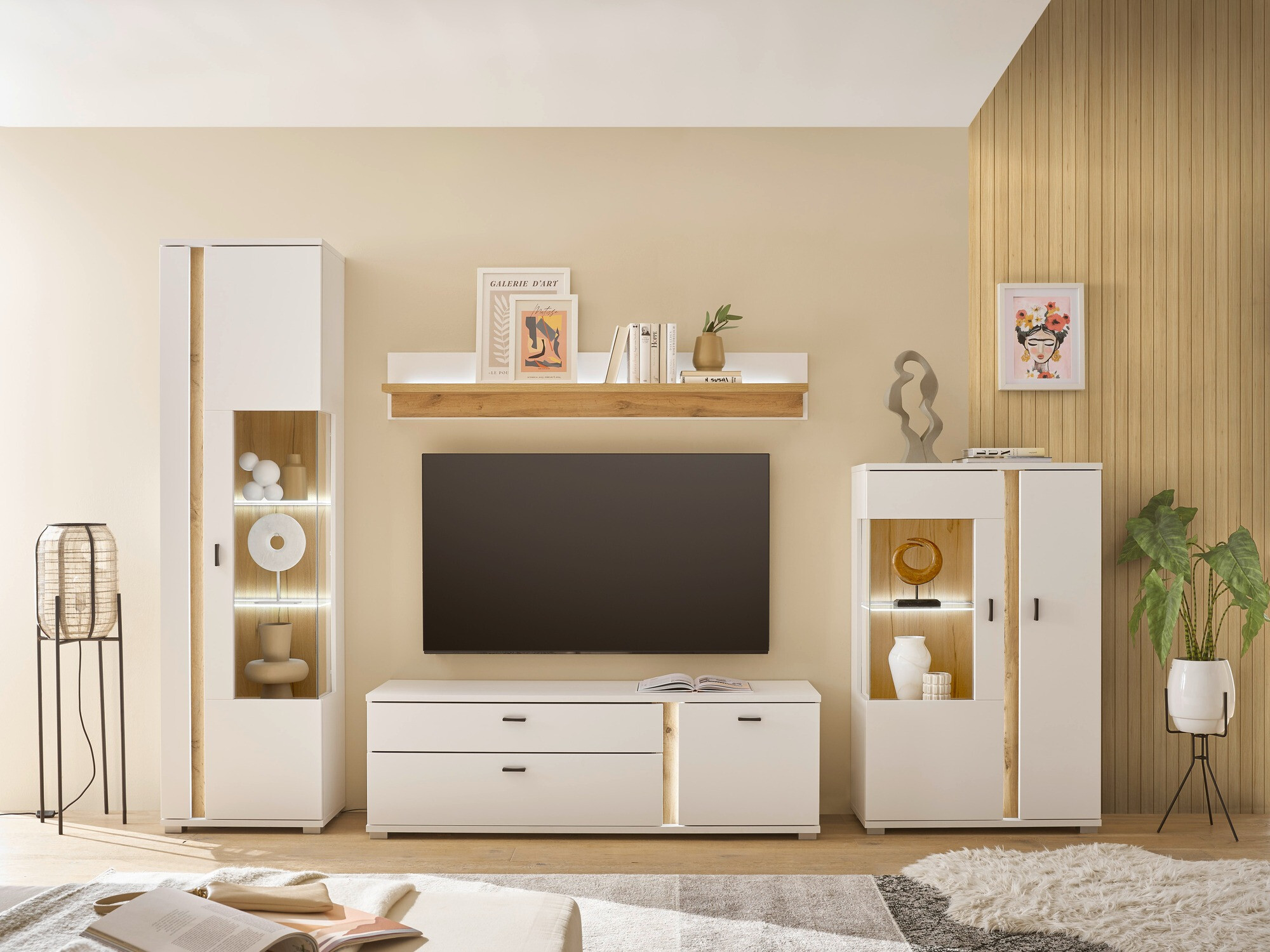 Set za dnevni boravak Avimavi 115 (Bijela + Hrast Wotan)