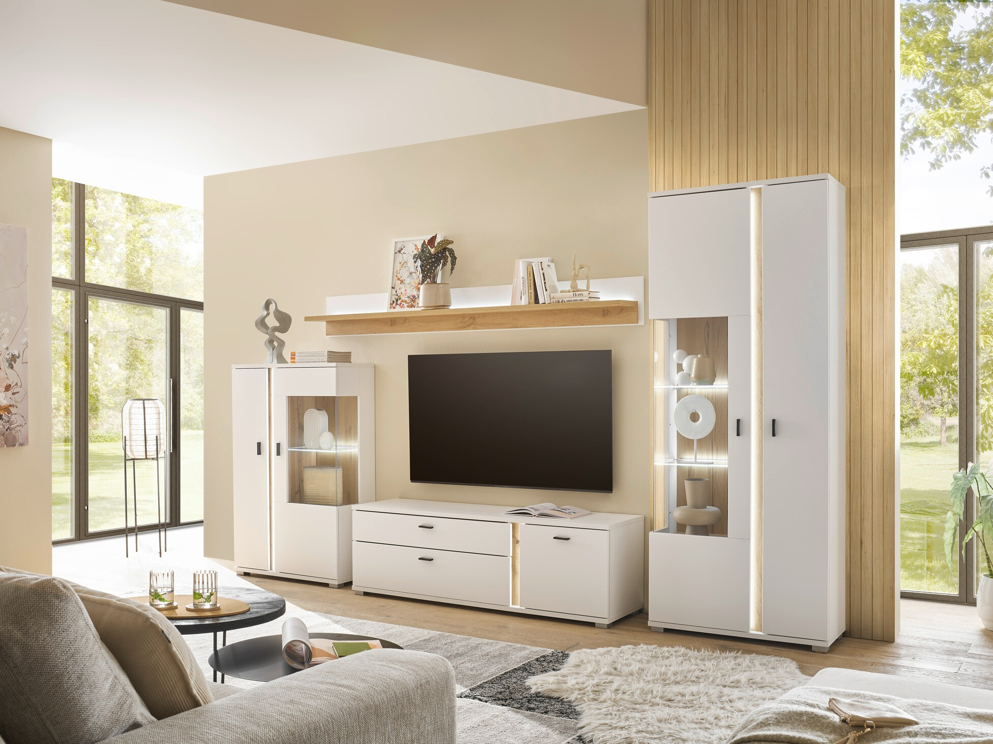 Set za dnevni boravak Avimavi 117 (Bijela + Hrast Wotan)