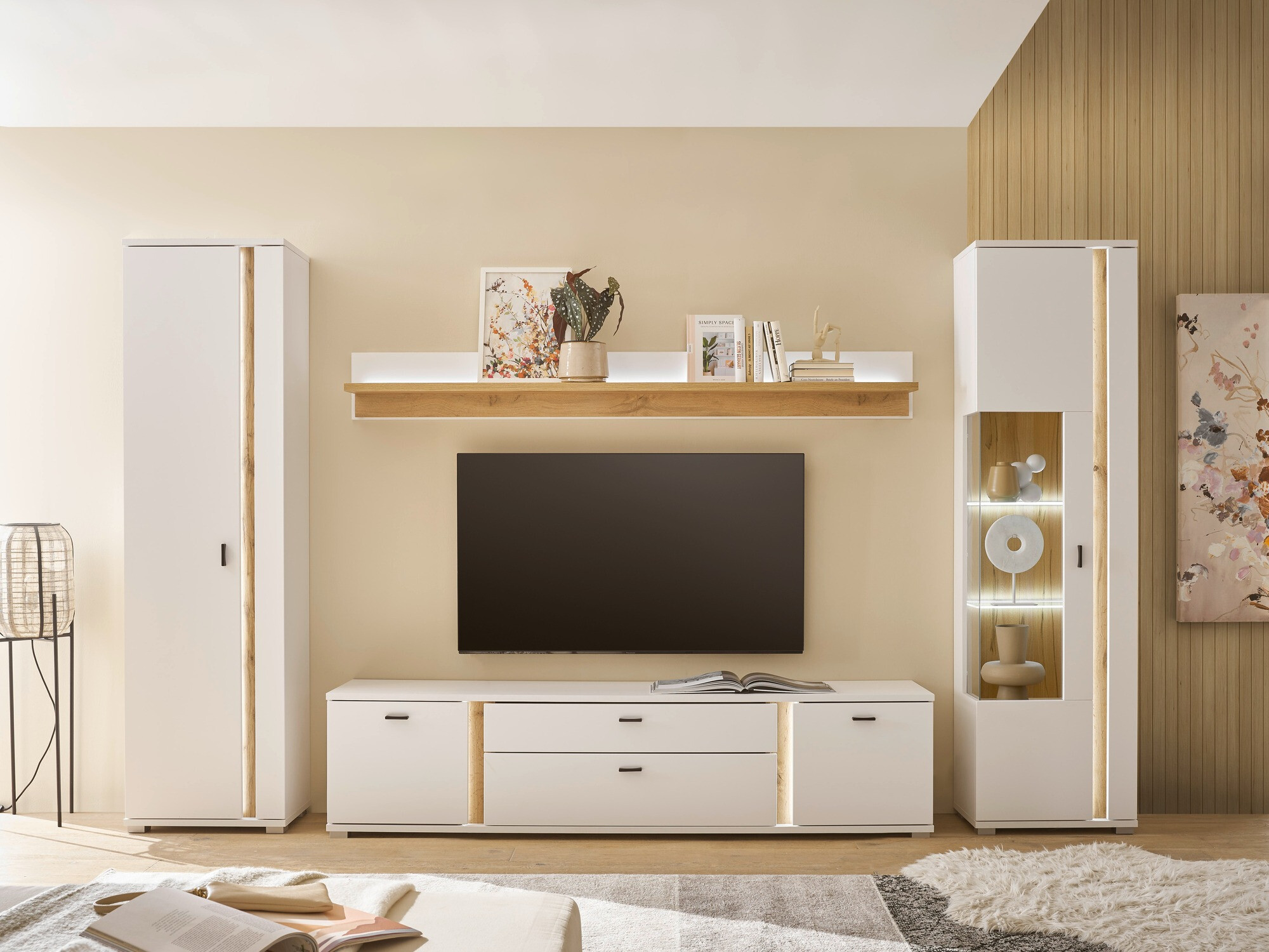 Set za dnevni boravak Avimavi 118 (Bijela + Hrast Wotan)