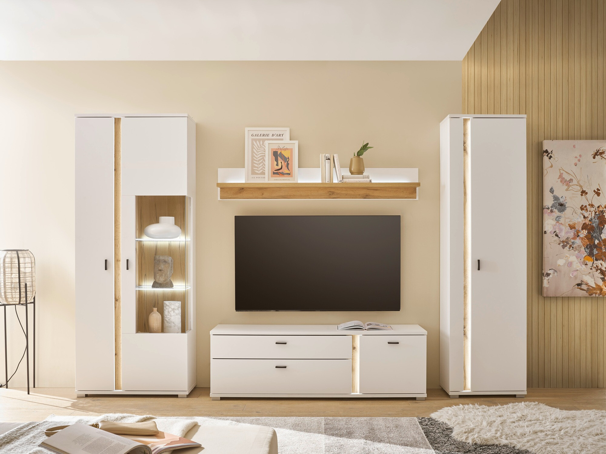 Zidna polica Avimavi 110 (Bijela + Hrast Wotan)