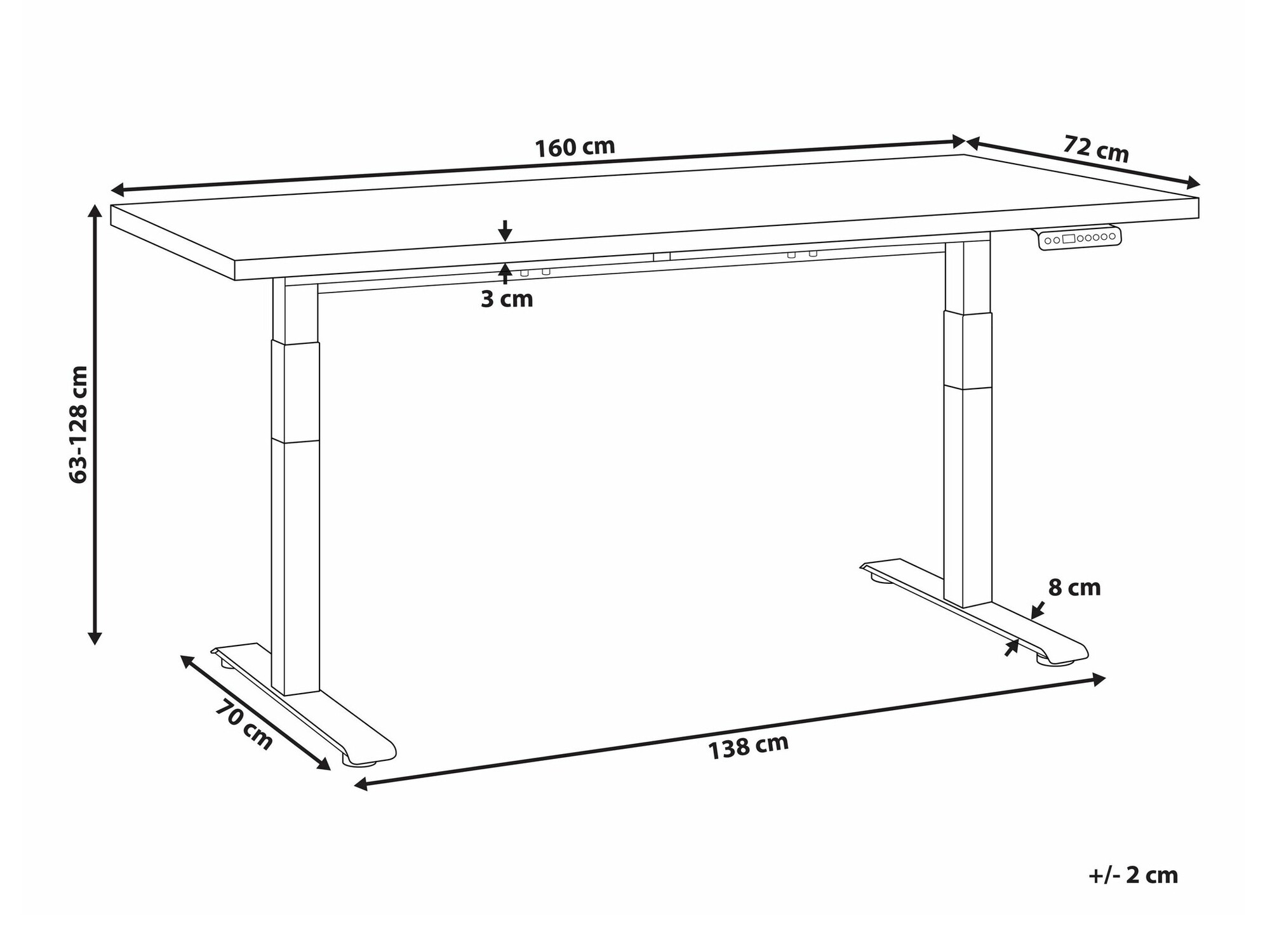 Radni stol podesiv po visini Berwyn 2177 (Bijela)