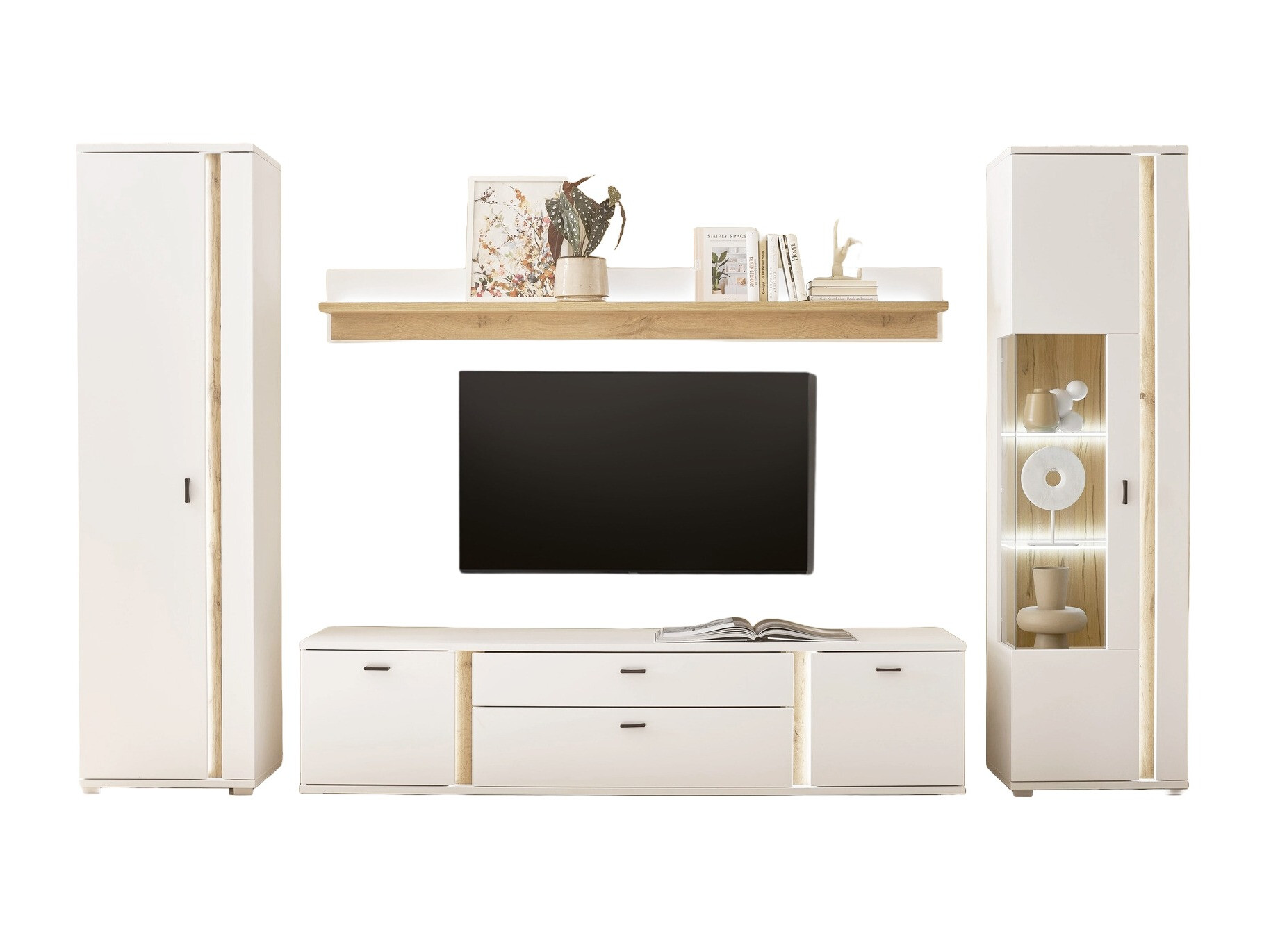 Set za dnevni boravak Avimavi 118 (Bijela + Hrast Wotan)