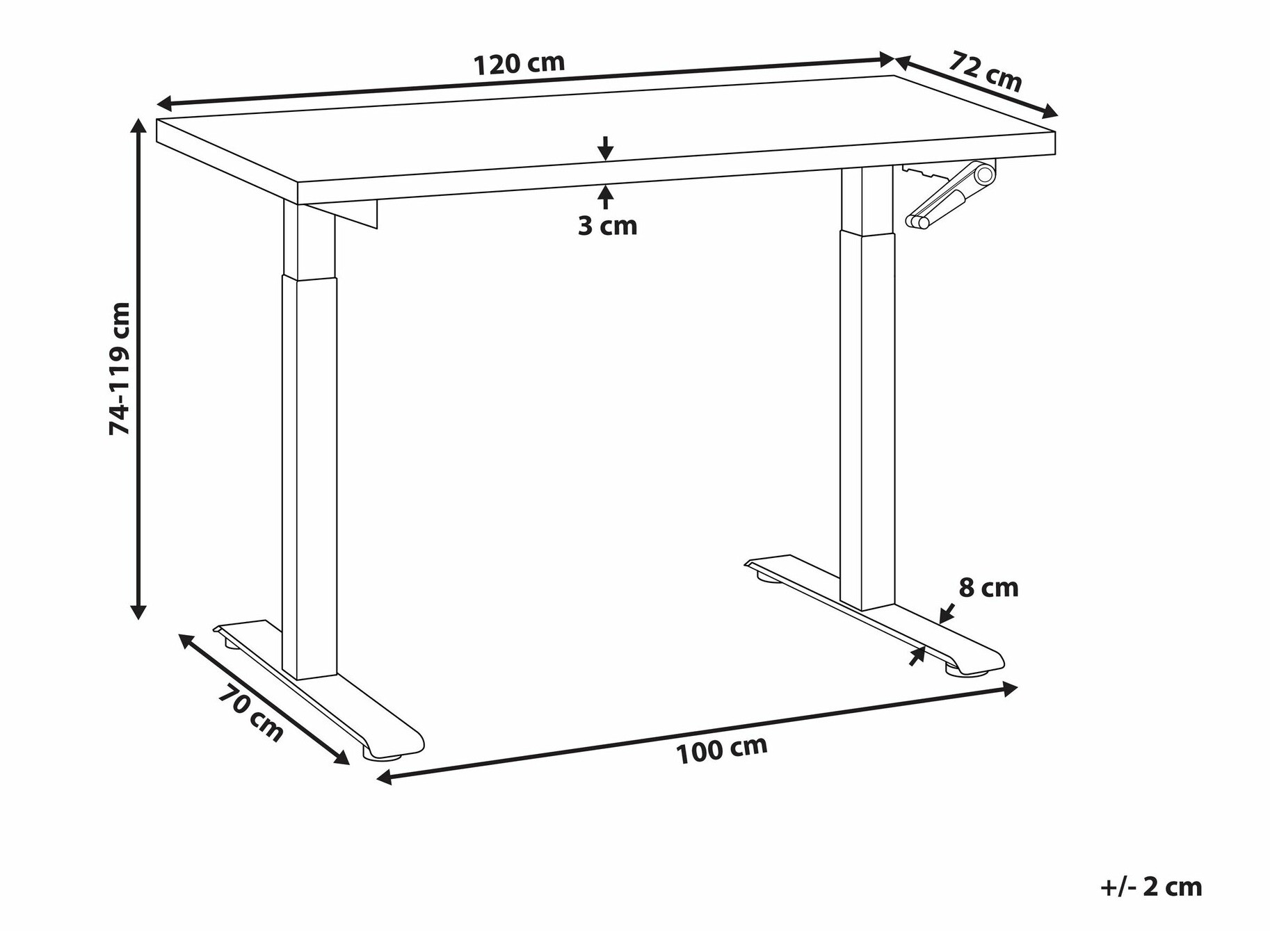 Radni stol podesiv po visini Berwyn 2179 (Bijela)