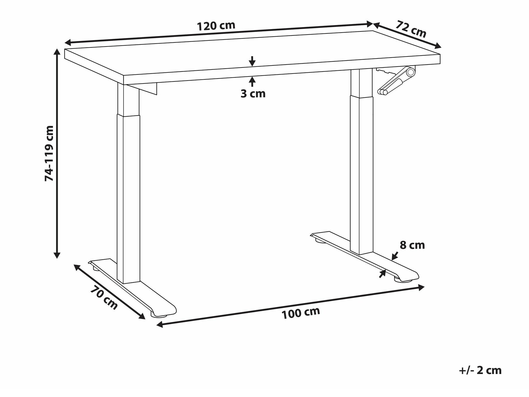 Radni stol podesiv po visini Berwyn 2179 (Tamno drvo)