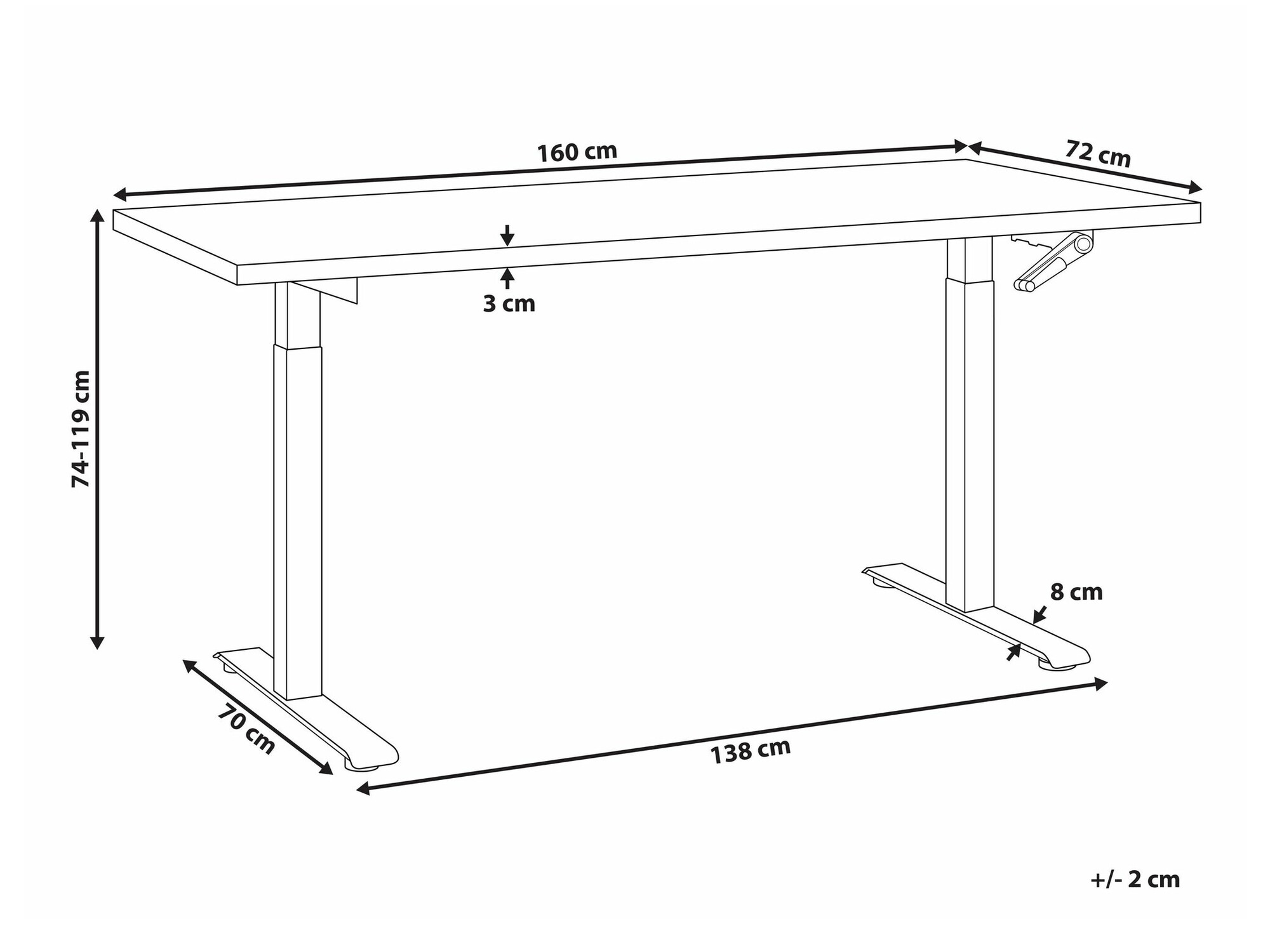 Radni stol podesiv po visini Berwyn 2180 (Tamno drvo)