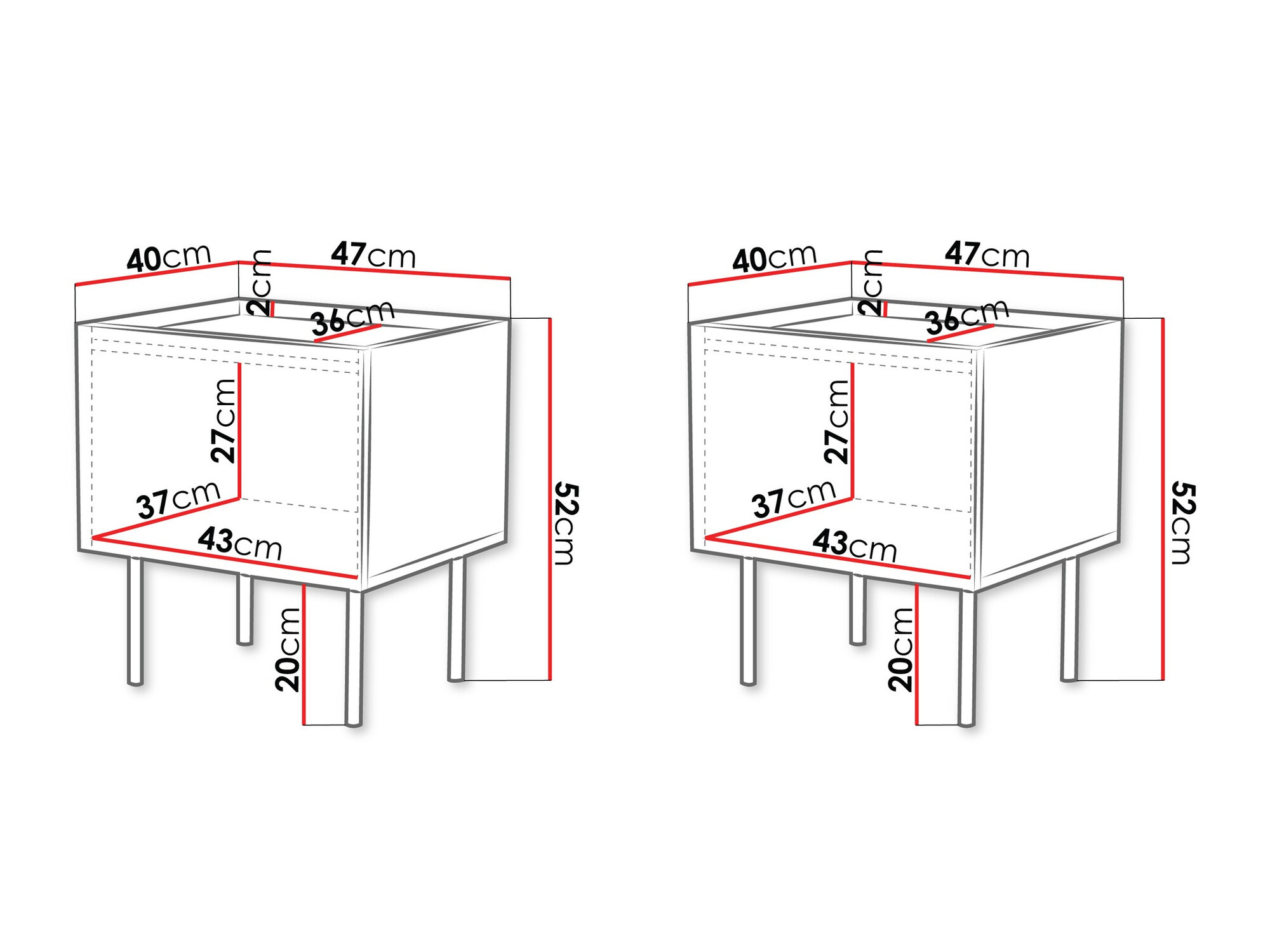 Set noćnih ormarića Sillen (Bijela)
