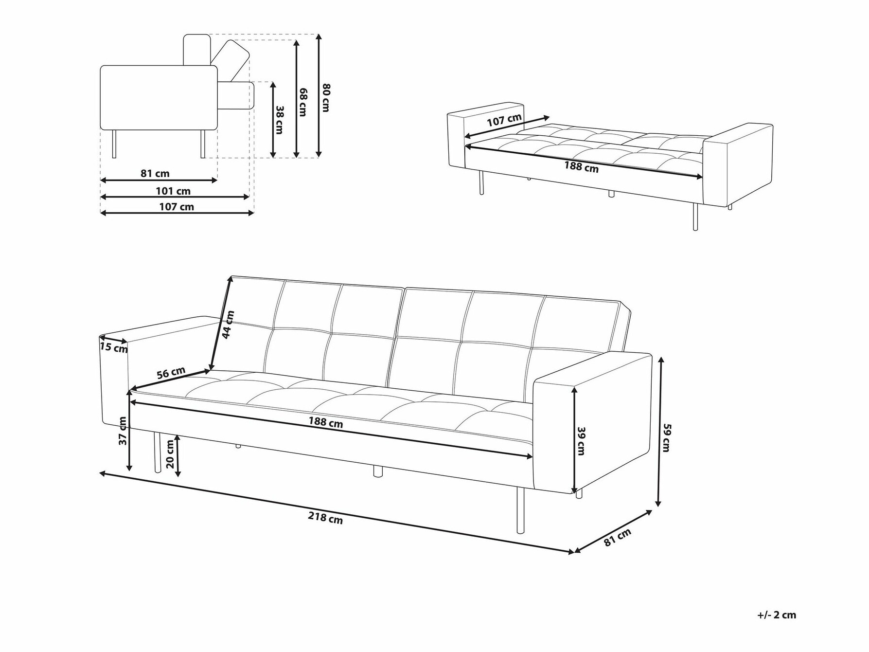 Kauč na razvlačenje Berwyn 749 (Smeđa)