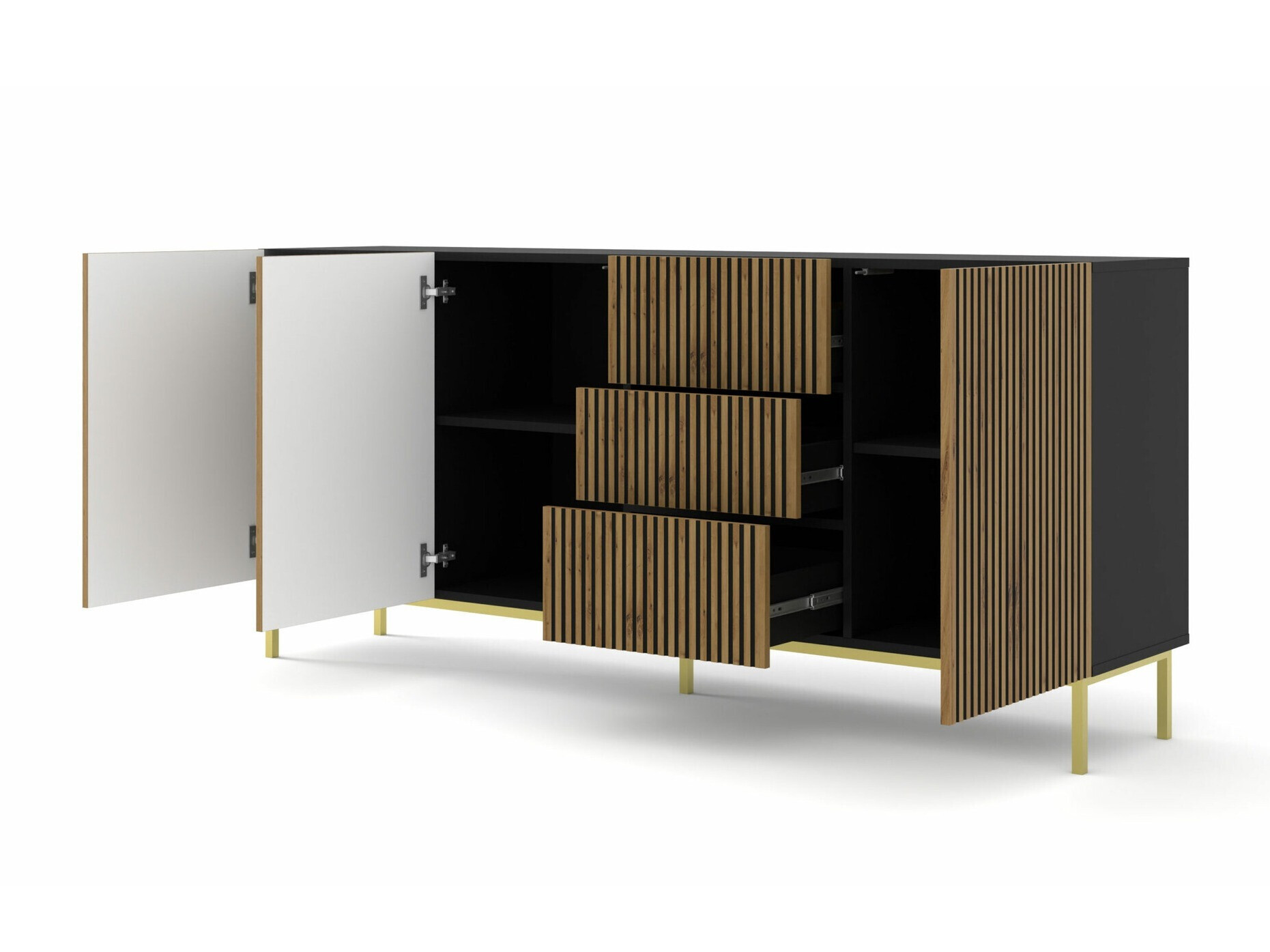 Komoda Talsalu 102 (Hrast Artisan + Crna)