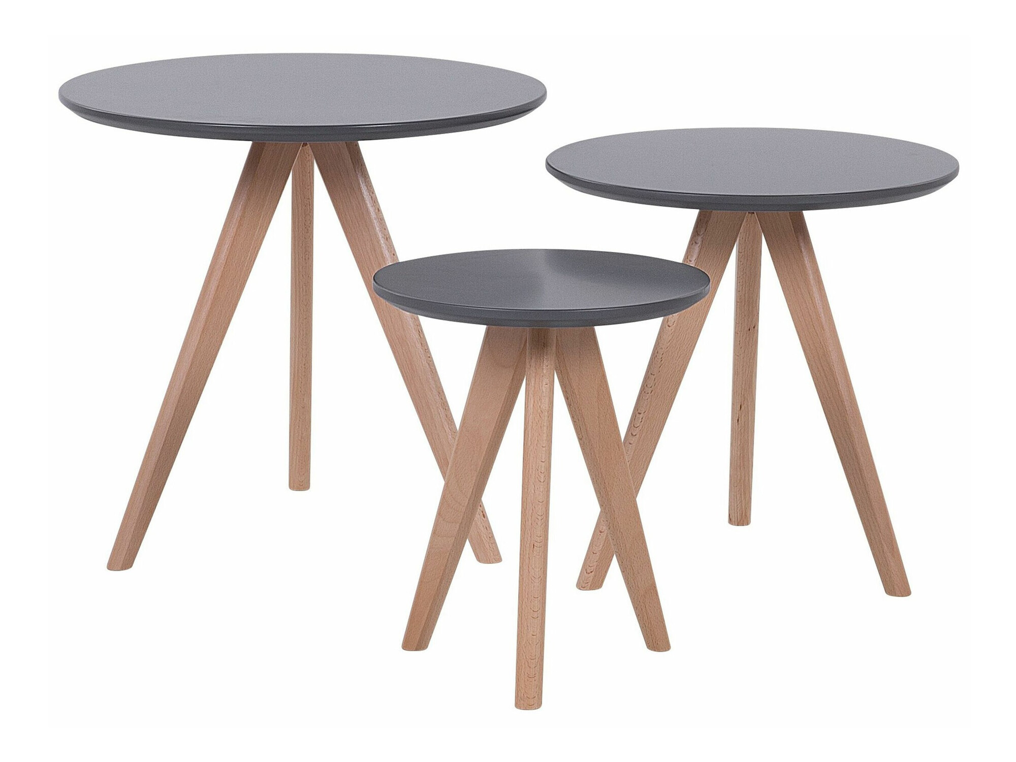 Set pomoćnih stolića Berwyn 1739 (Siva + Svijetlo drvo)