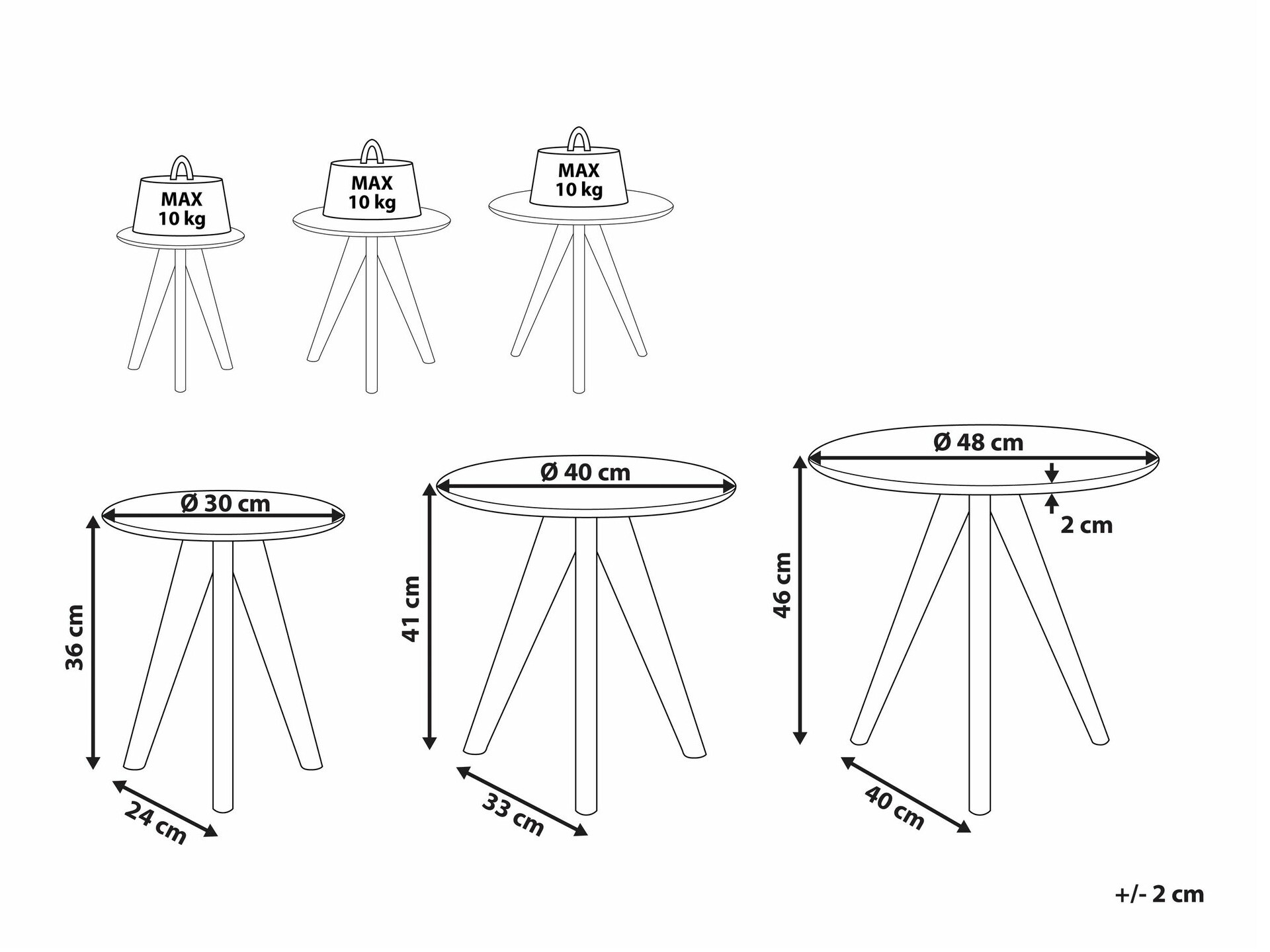 Set pomoćnih stolića Berwyn 1739 (Siva + Svijetlo drvo)