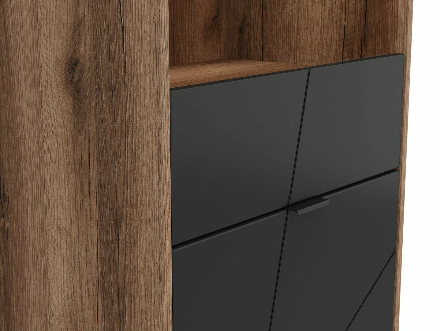 Polica Fivale 102 (Tamni hrast Delano + Mat crna)