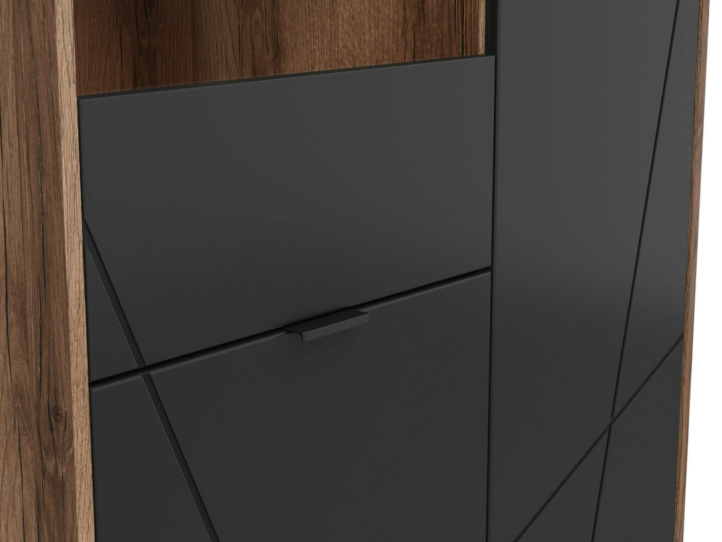 Polica Fivale 103 (Tamni hrast Delano + Mat crna)