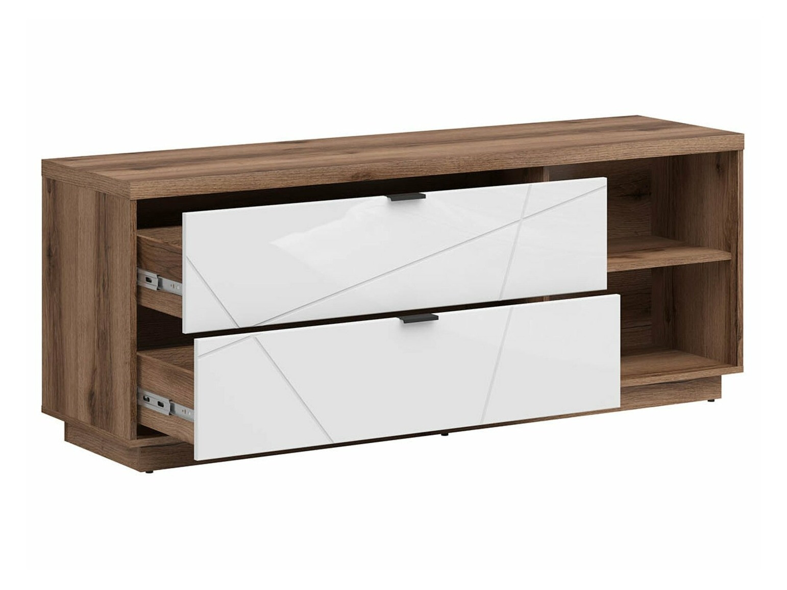 TV stol Fivale 104 (Tamni delano hrast + Sjajno bijela)