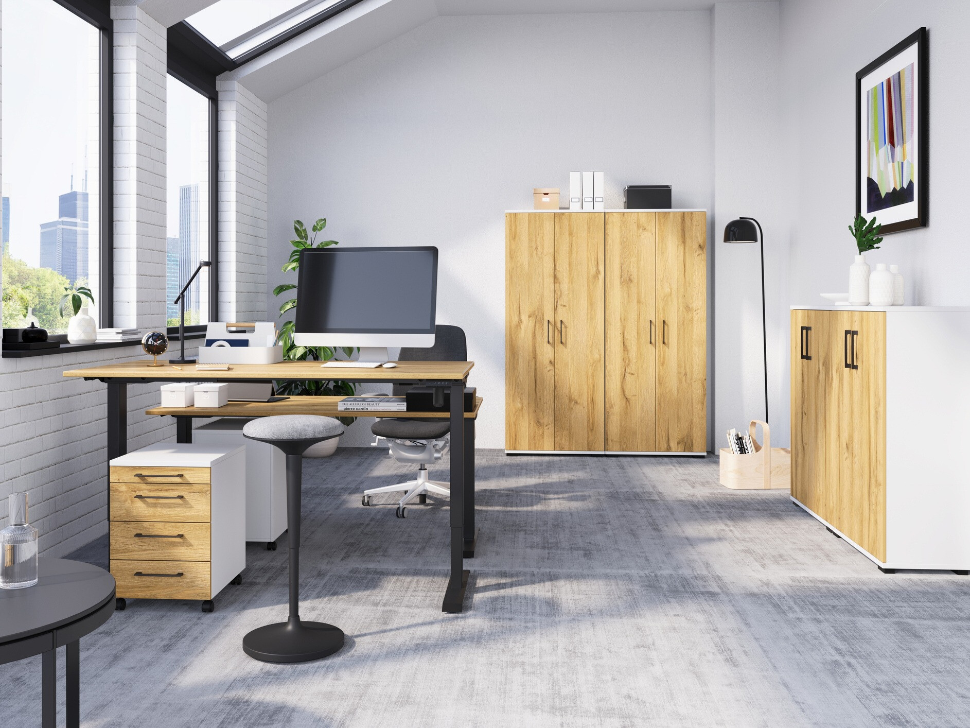 Ladičar Lartesi 105 (Bijela + Hrast Grandson)