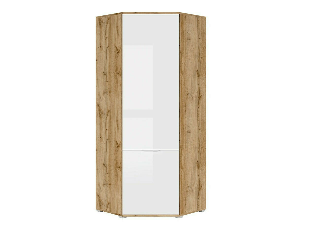 Kutni ormar Tivetra 116 (Hrast Wotan + Sjajno bijela)