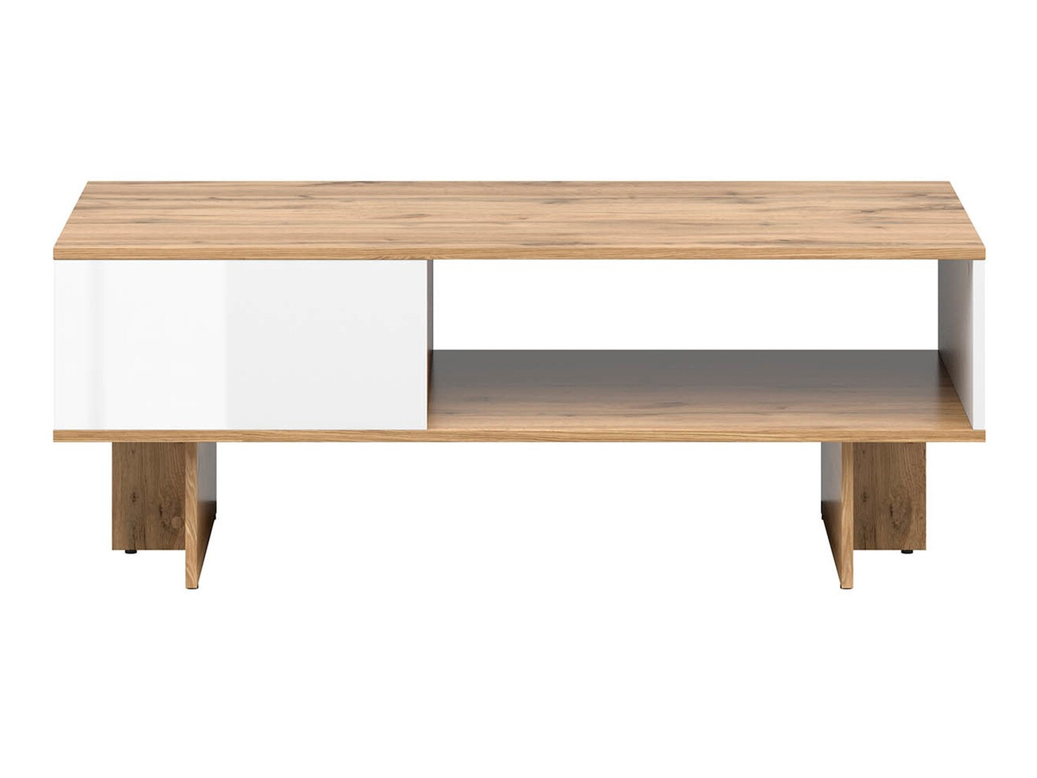 Stolić za kavu Tivetra 124 (Hrast Wotan + Sjajno bijela)