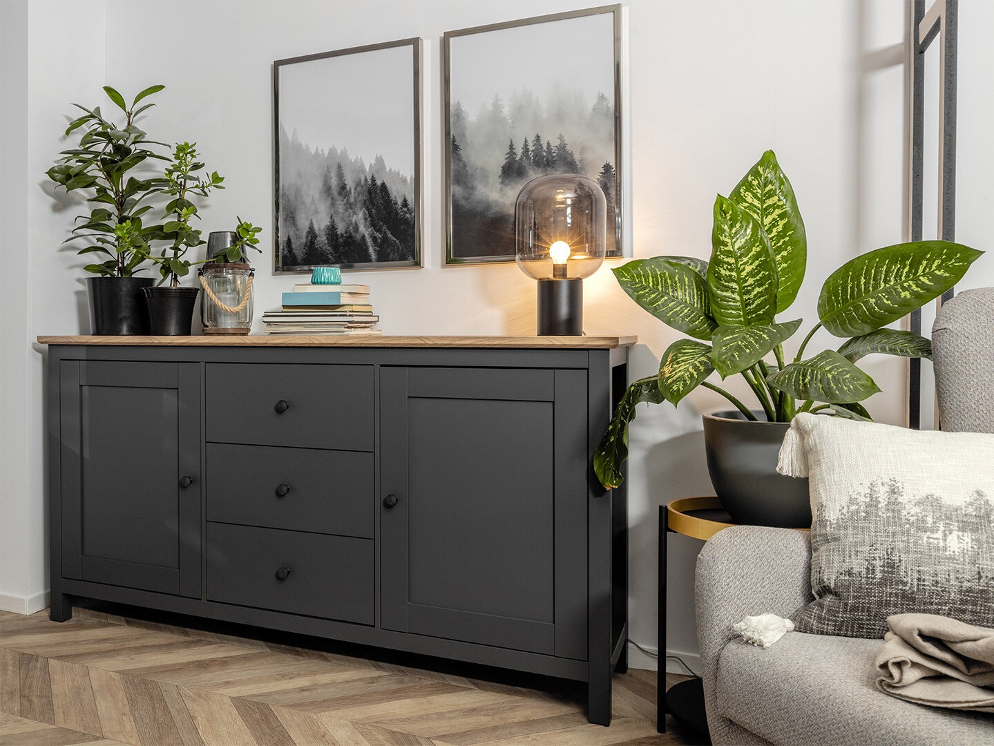 Komoda Sordoro 101 (Grafit + Hrast Artisan)