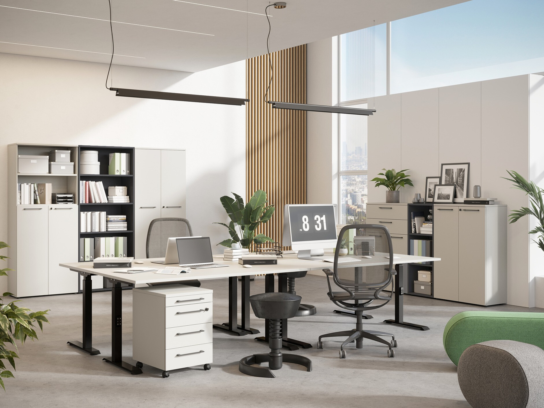 Uredski stol Eliromo 124 (Svijetlo siva + Crna)