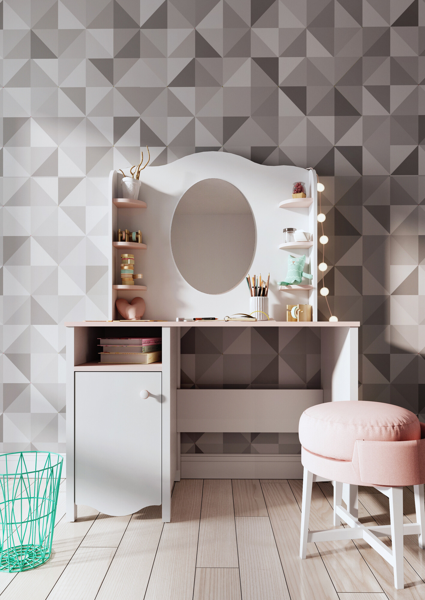 Uredski stol Velferi 114 (Bijela + Ružičasta)