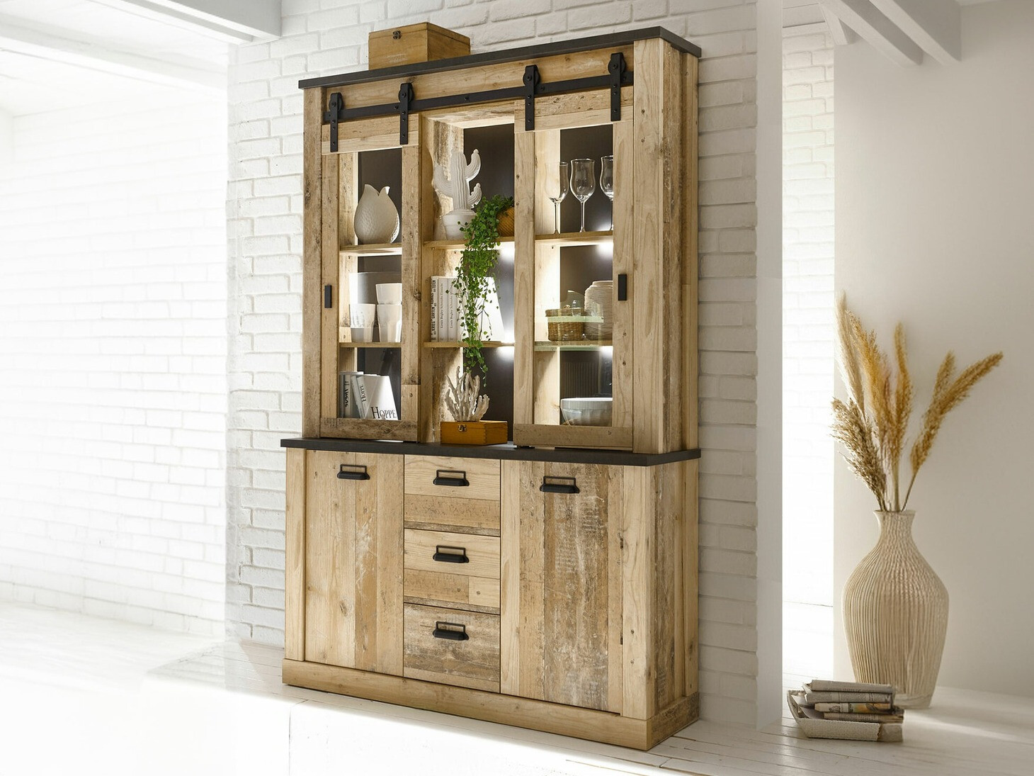 Polica Cirtale 110 (Starinsko drvo + Antracit)